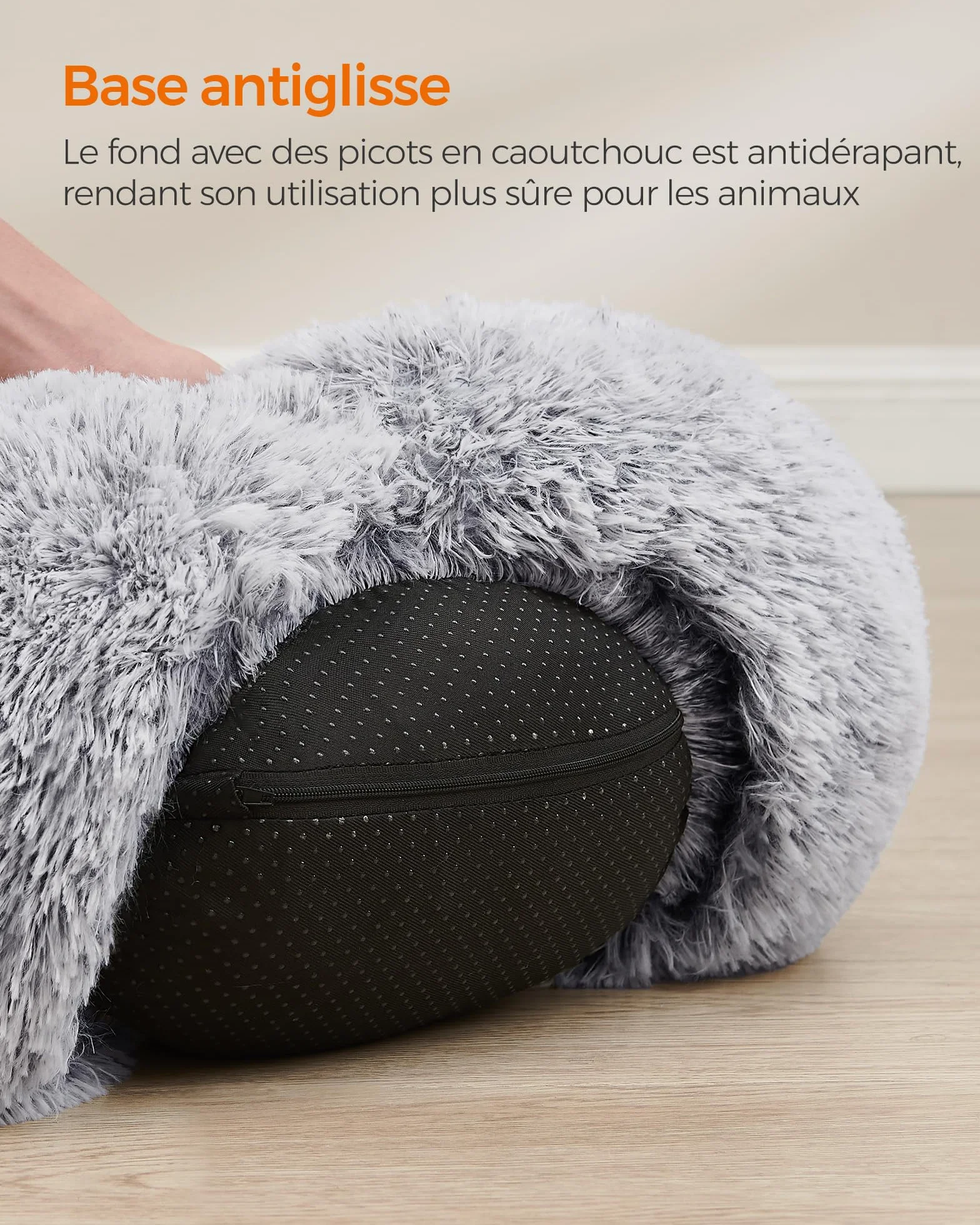 Feandrea Panier pour Chien Lit Ronde Forme Beignet Canapé Coussin Amovible Lavable Tissu Peluche Doux Ø40 cm Gris Ombré