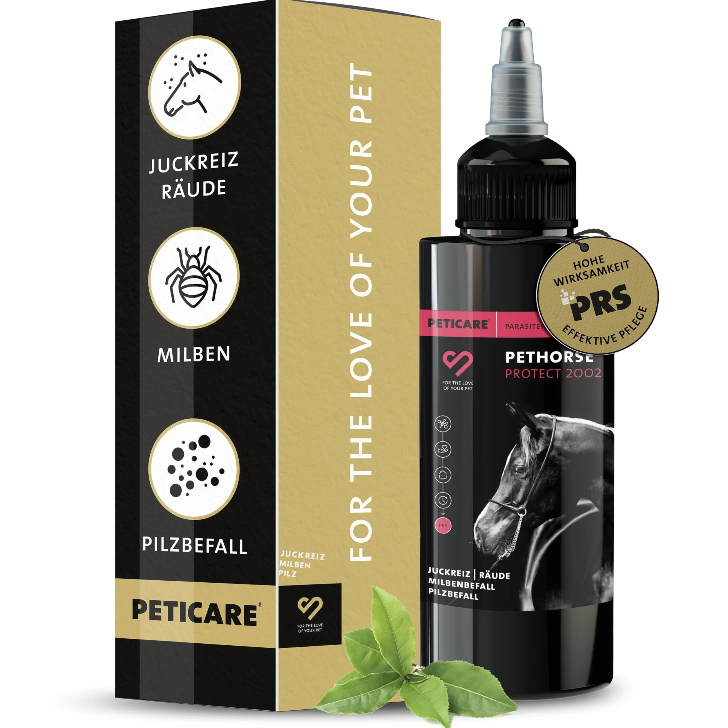 Peticare Lotion antiparasitaire pour Chevaux – PRS à libération prolongée – Contre acariens, puces, champignons
