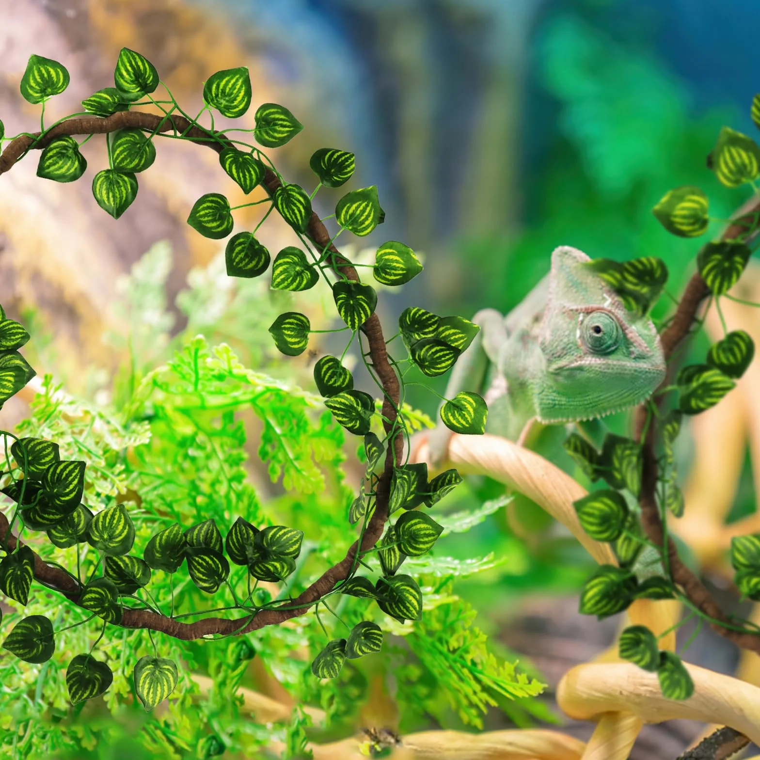 QUOZUO Plante Suspendue Artificielle, Terrarium Décoration Vigne pour Lézard Escalade