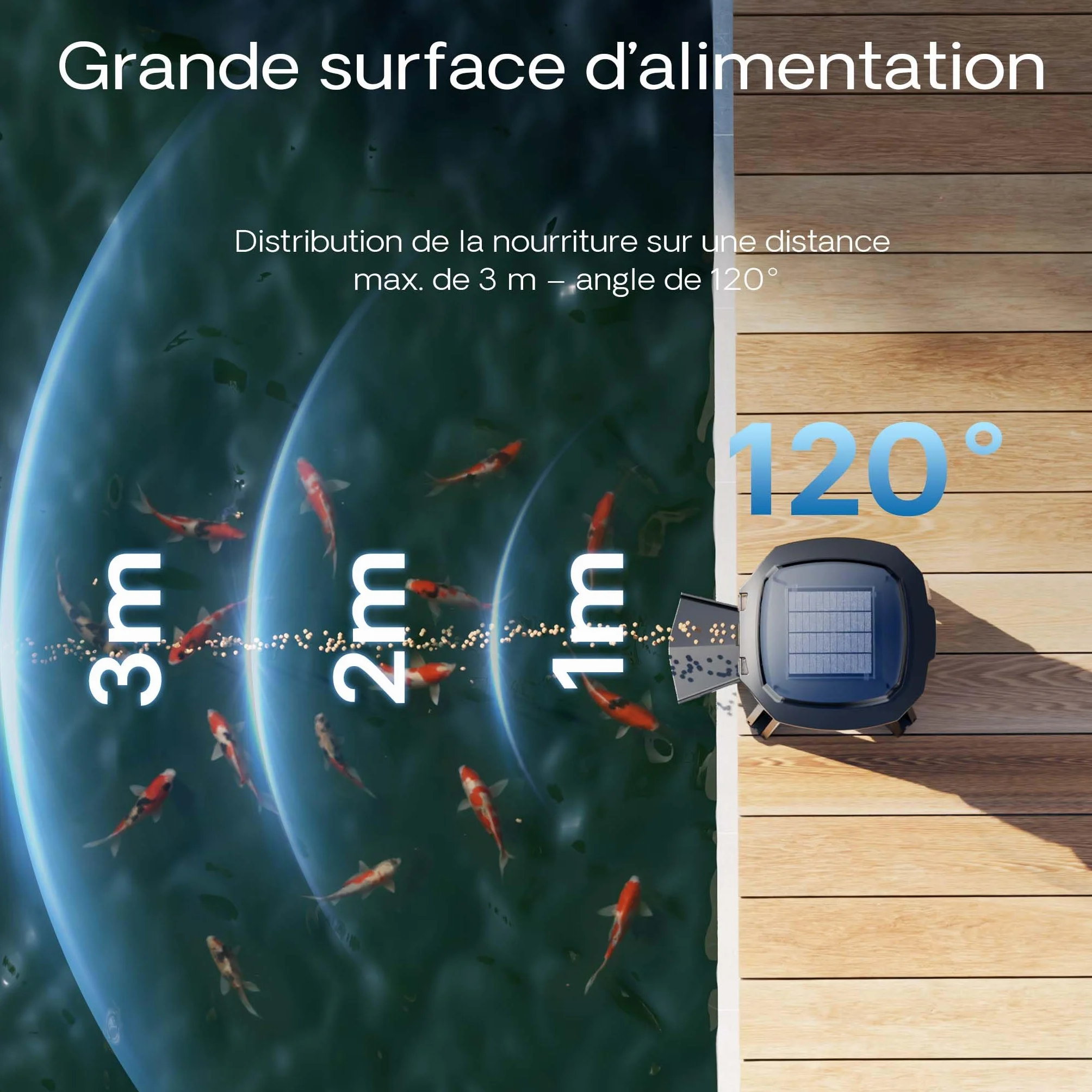 Wiltec CFF-206 Distributeur Automatique Alimentaire Solaire 6 L pour Nourriture de Poissons