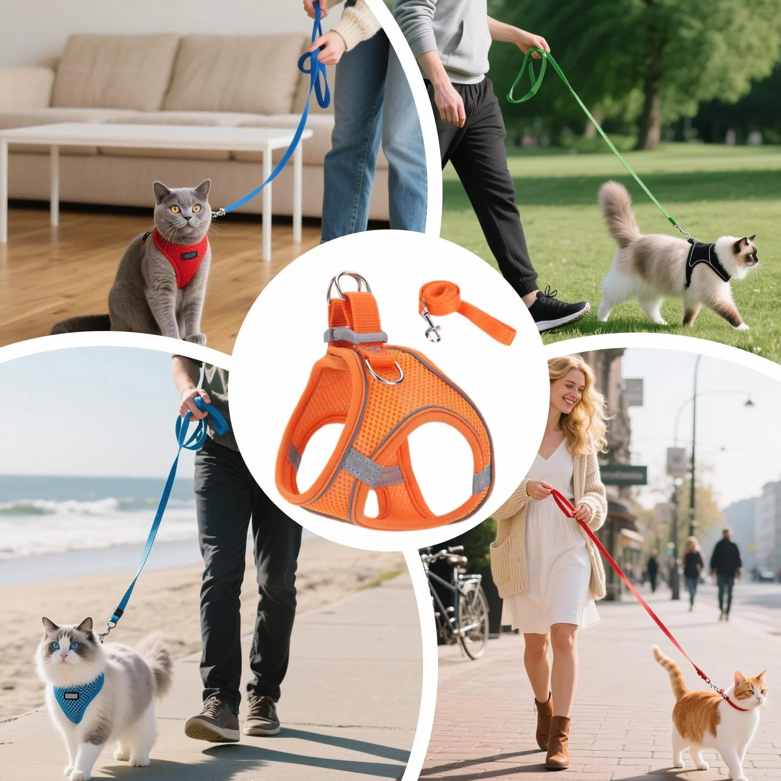 Harnais pour Chat Sécurisé Ajustable Taille S M L pour Chaton Et Chat