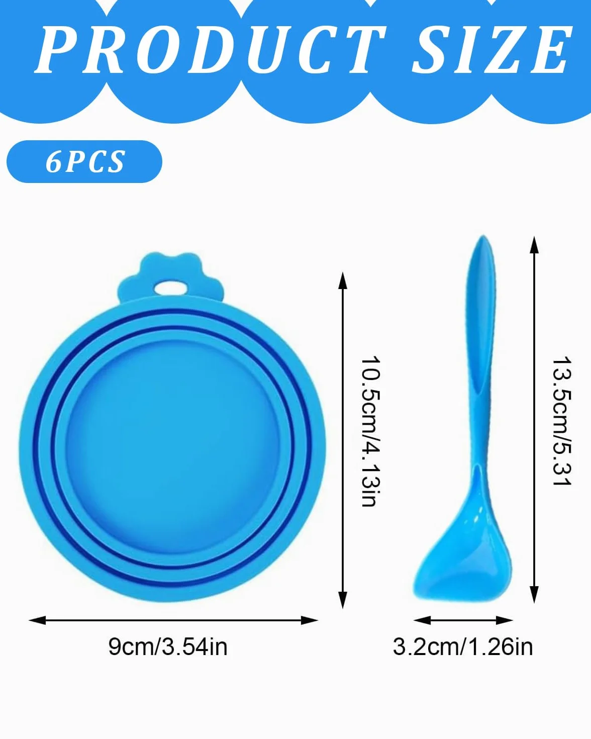 6 Pcs Couvercle Boite Chat Couvercles de Boîtes de Nourriture Chien, Couvercles Silicone Réutilisable Coque Boîte de Nourriture Chien pour Chien Animaux de Compagnie 3 en 1, 2 cuillères