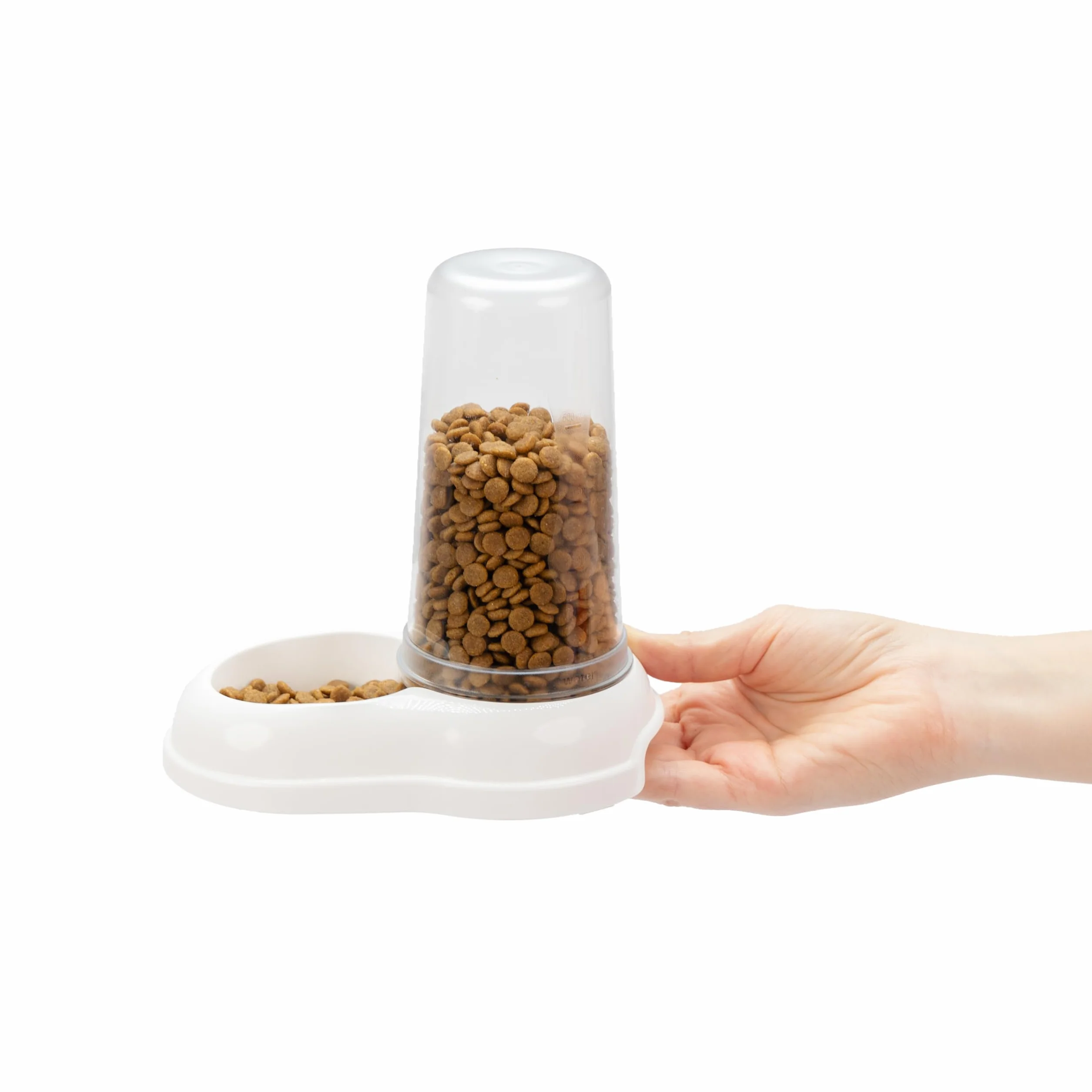 Ferplast Distributeur Croquettes Chiens Chats Nourriture 0,6 Litre Fond Antidérapant 12,5x19x19,5 cm Blanc