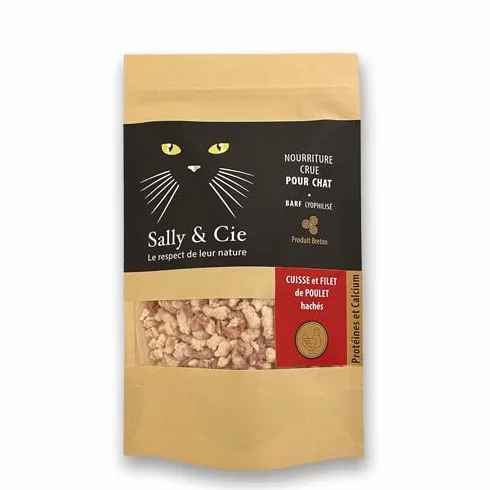 Croquette Barf Cuisse et Filet de Poulet hachés Lyophilisée pour Chat