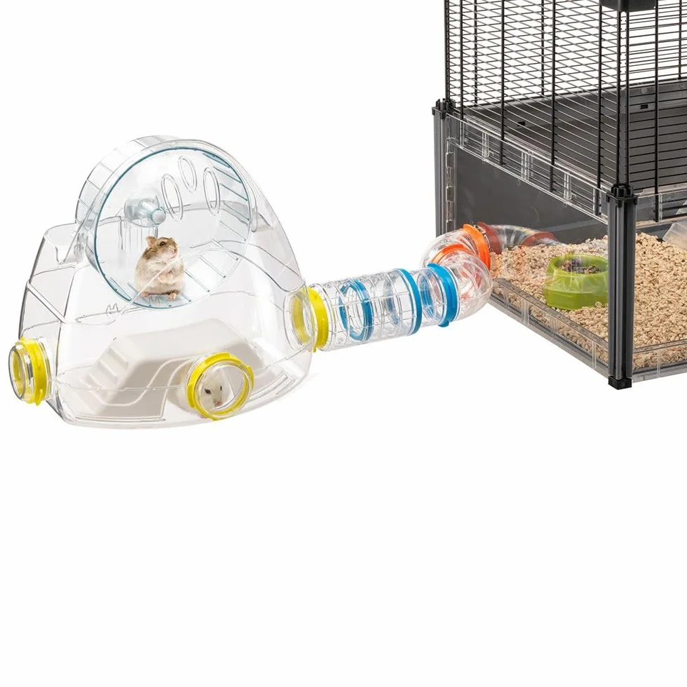 Ferplast Ensemble de Tubes Hamster, Accessoire Cage Hamster, Total 4 pièces, Comprend Salle de Sport avec Roue Hamster, Tunnels Hamsters avec Trous de Ventilation et Raccords, KIT Gym, Jouet Hamsters