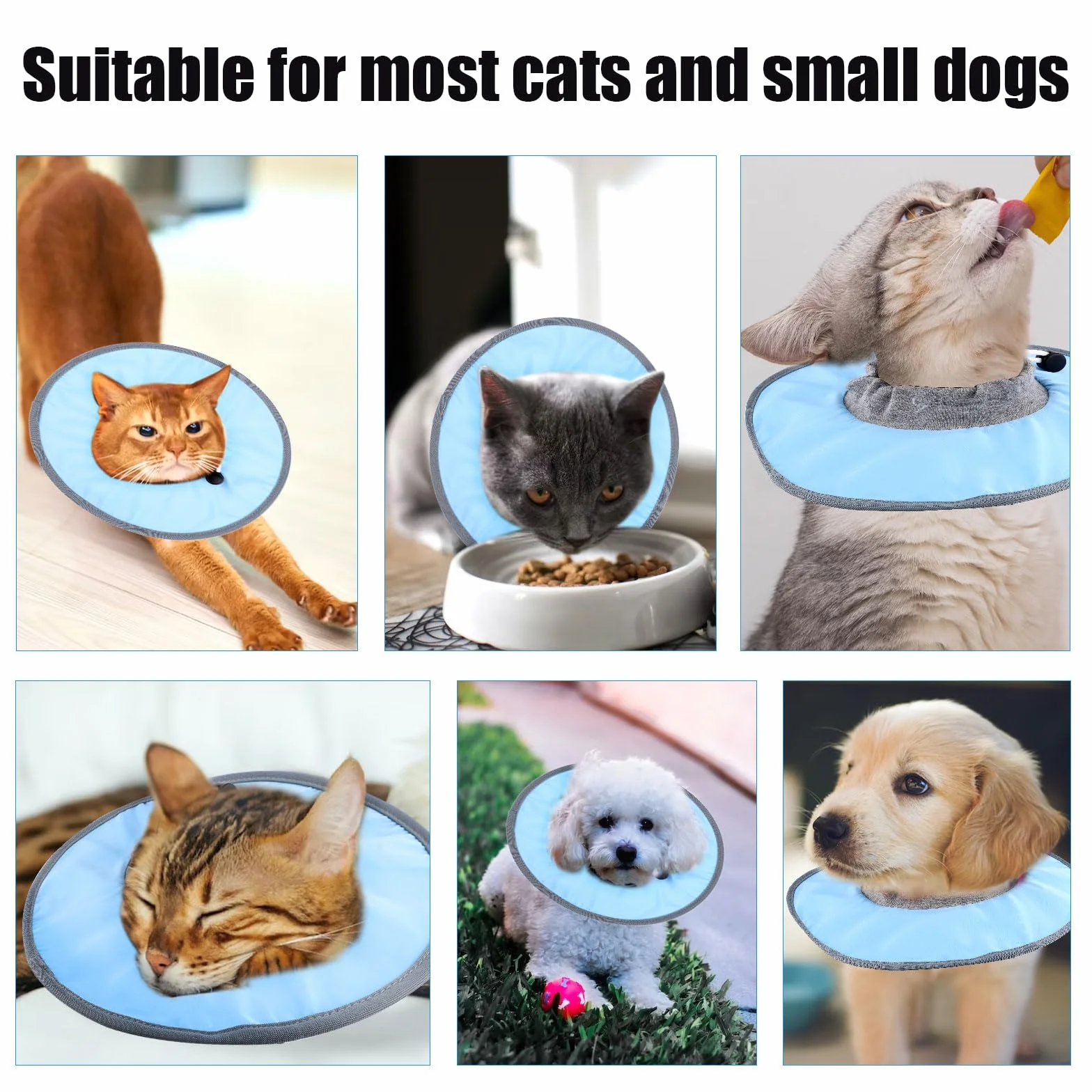 SAVITA Ajustable Collier de Récupération Chat, Collier de Protection Étanche Élisabéthain pour Chats Chirurgie Lécher Plaies (Bleu)