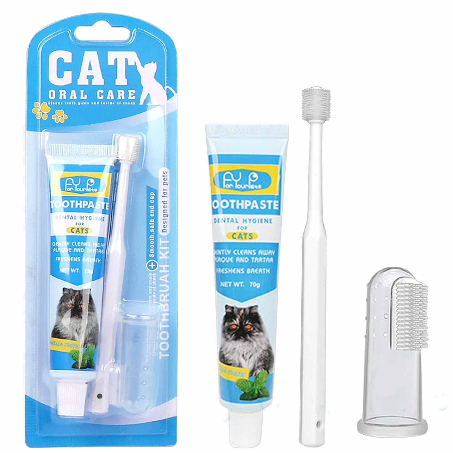 Dentifrice chien chat brosse à dents doigt élimine plaque tartre haleine fraîche