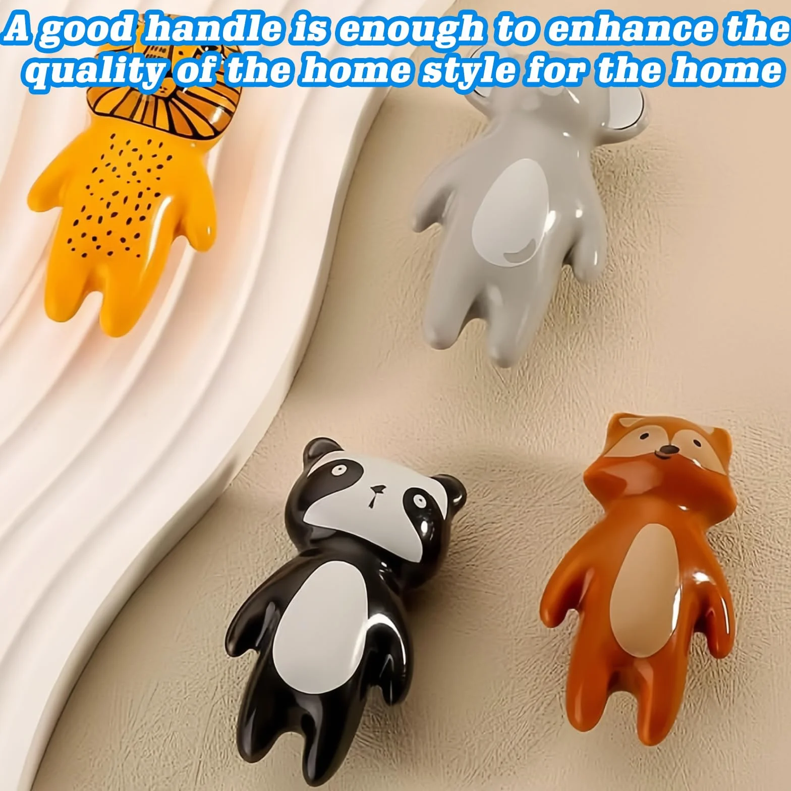 Boutons d'armoire animaux en céramique 4 pièces Poignées de tiroir pour cuisine