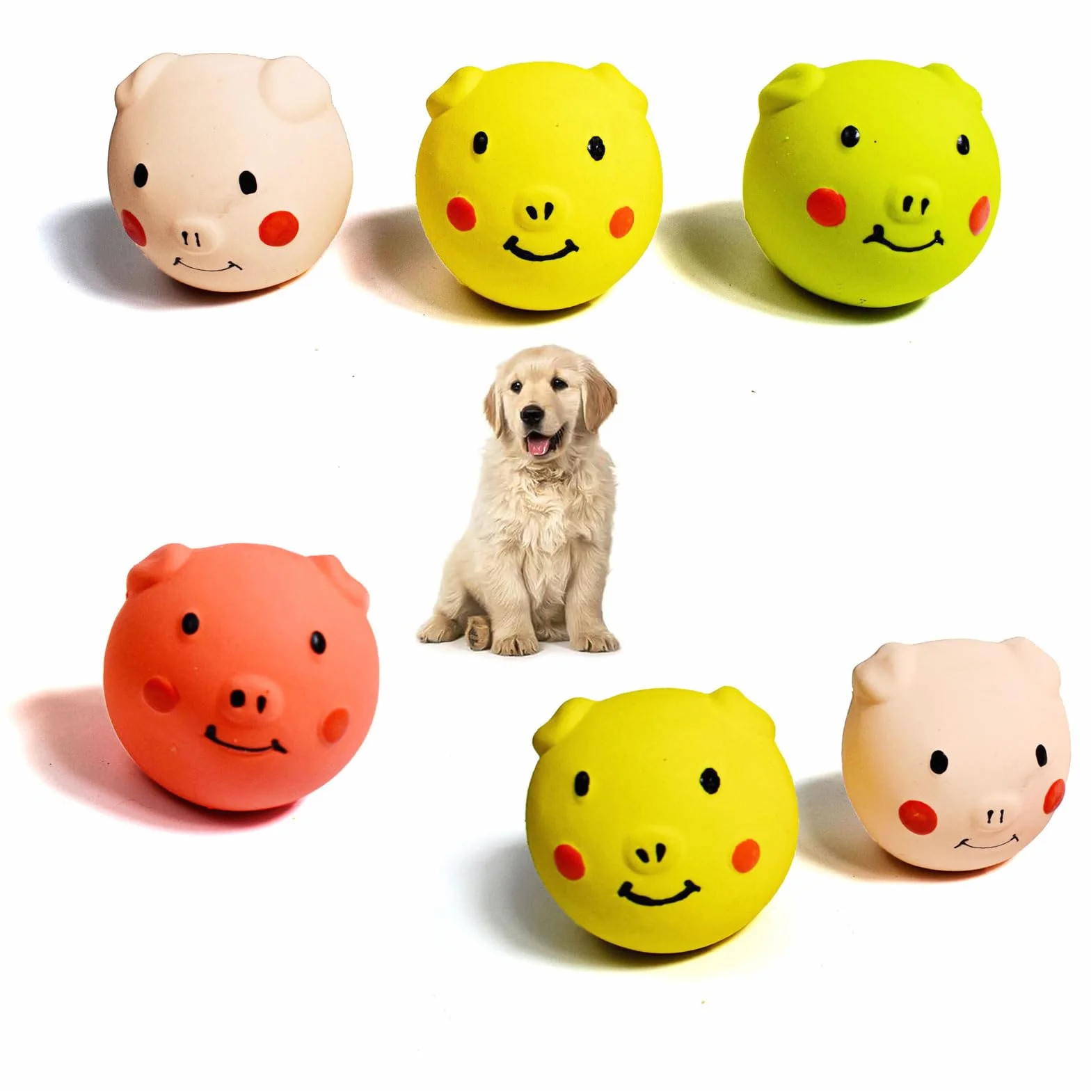 Jouet Chien Couineur Latex, 6 Pièces Balle Couineuse pour Petit Chien