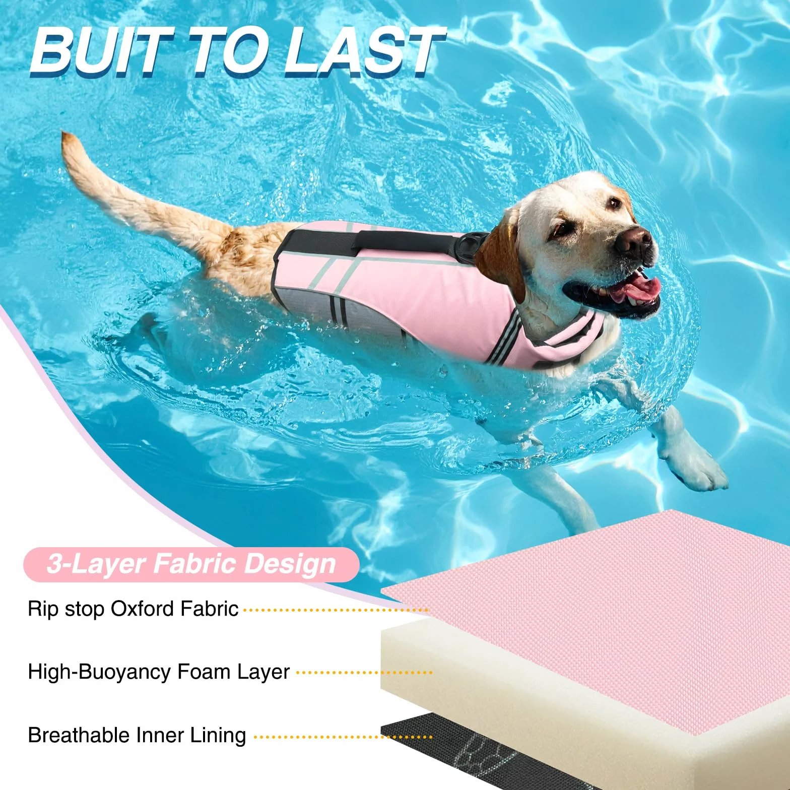 VIVAGLORY Gilet de Flottaison Chien Rose Sakura Taille M Sécurité Bateau