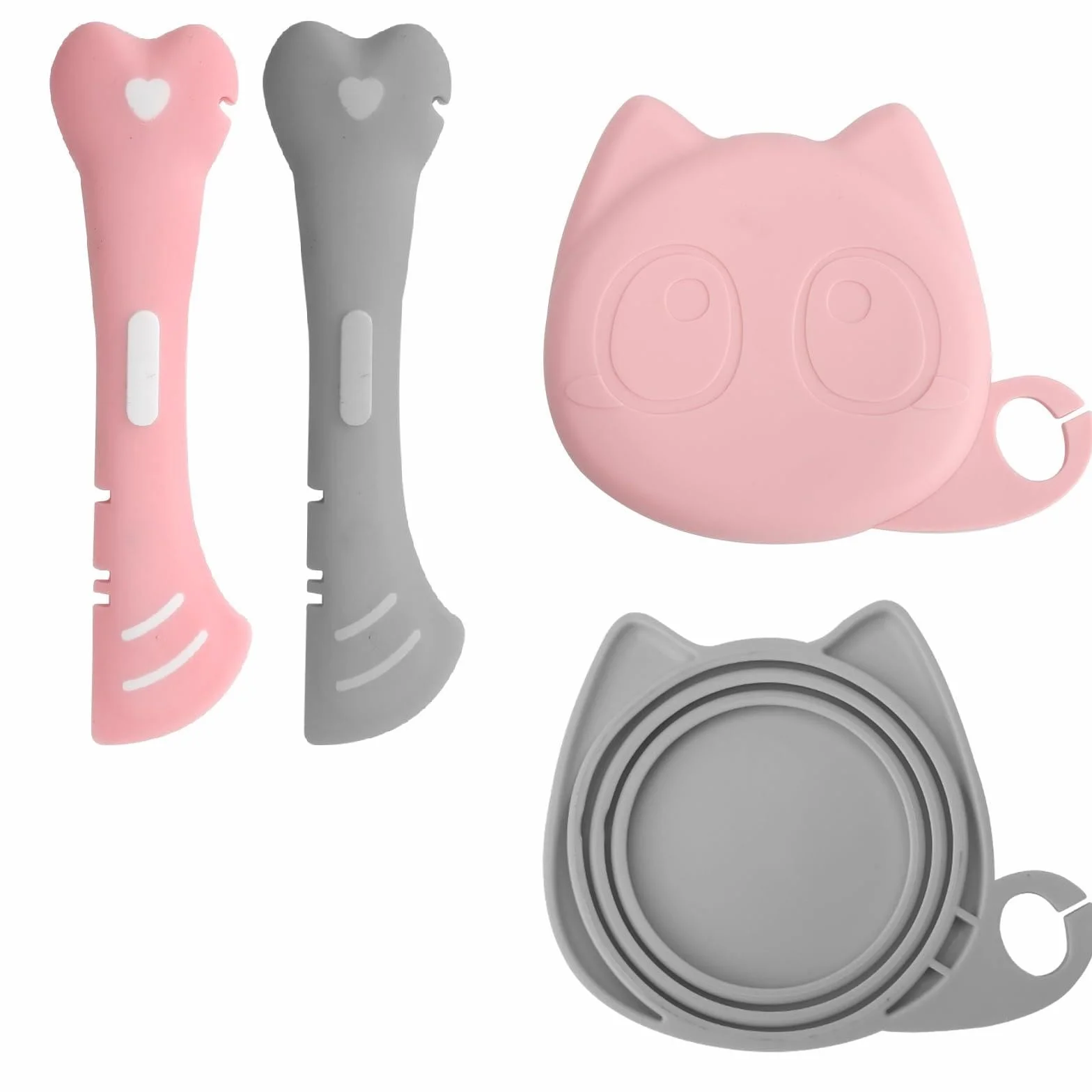 Lot de 2 cuillères pour chat en silicone avec couvercle ouvre-boîte patte mignonne