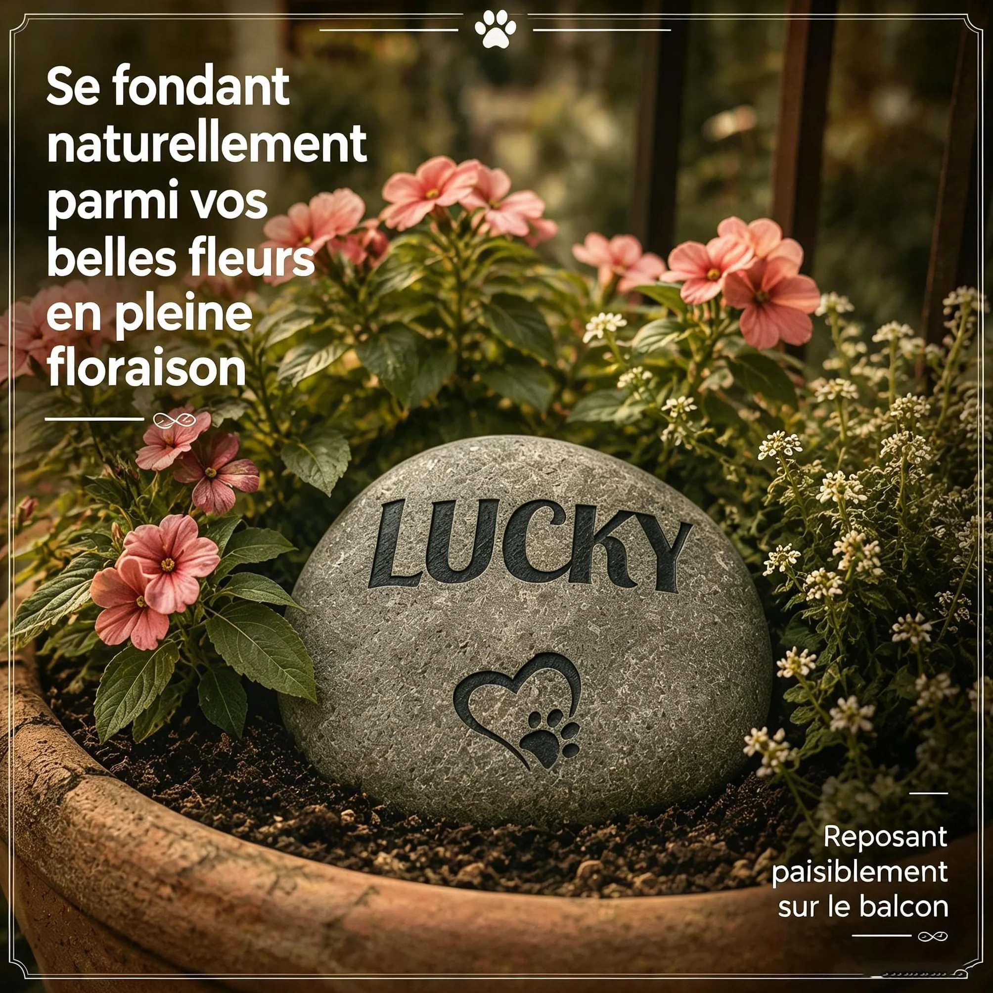 VEELU Plaque Funéraire Personnalisée Chien Chat, Pierre Commémorative Galet Naturel avec Texte, Marqueur Tombe Jardin Cimetière