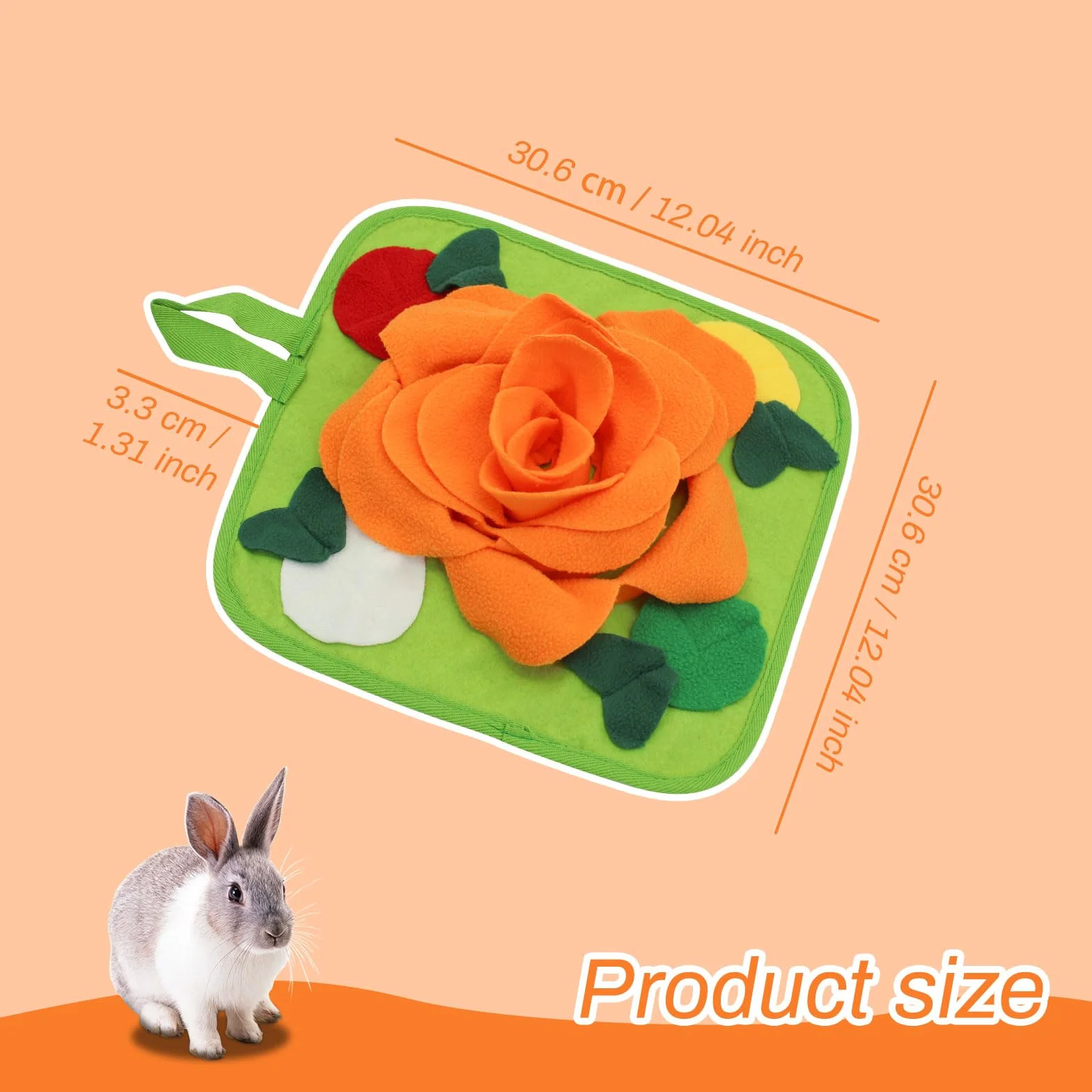 Tapis de nourriture pour lapin antidérapant avec corde suspendue orange M