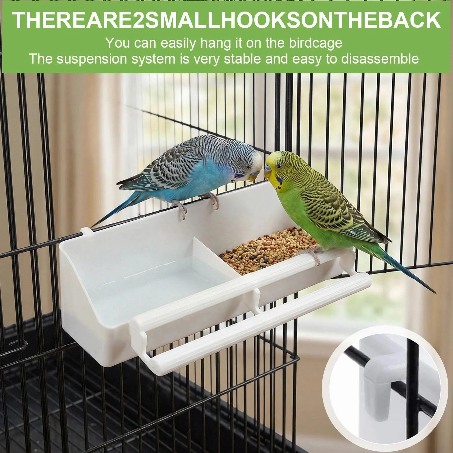 Mangeoire Oiseaux Cage Plastique Distributeur Nourriture 4 Pièces