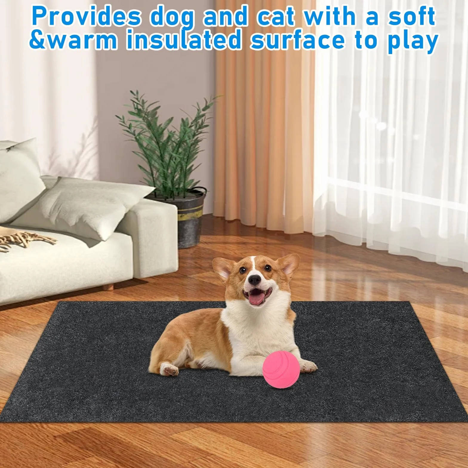 Tapis antidérapant imperméable pour chien 74 x 120 cm protection sol niche chenil