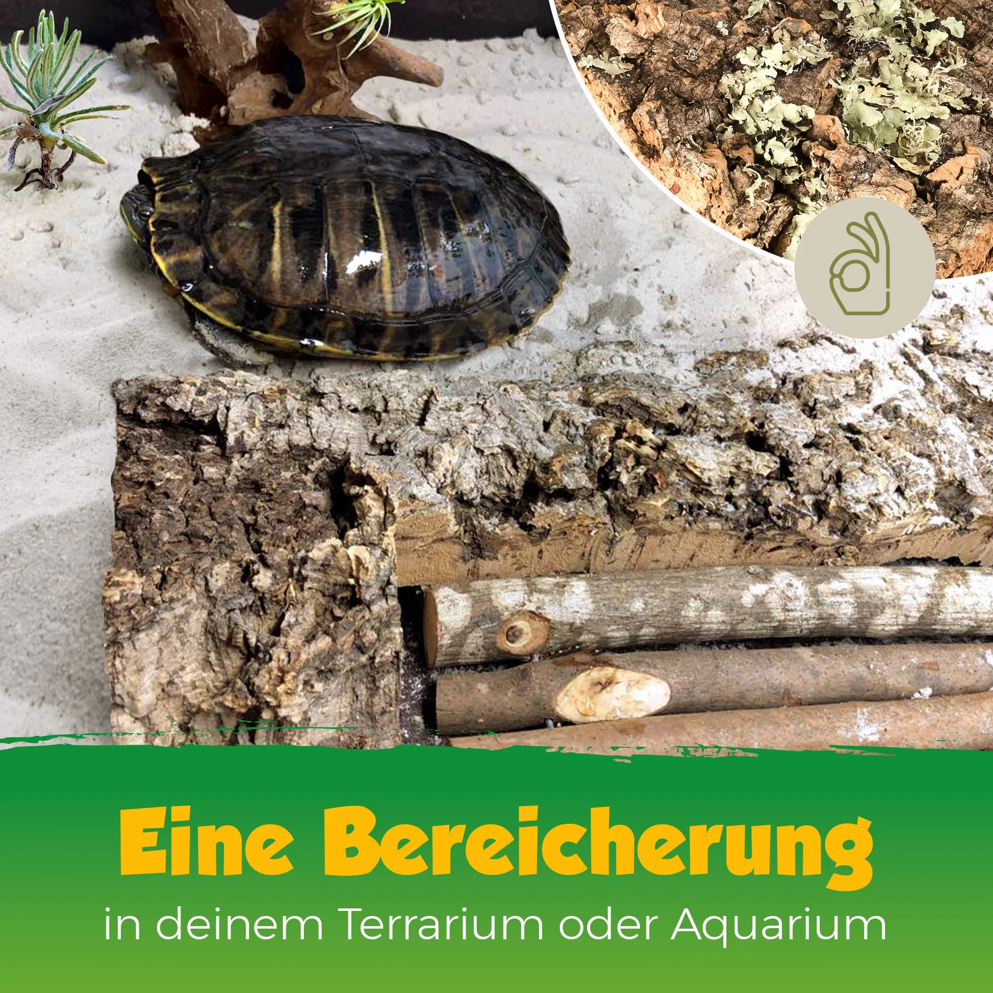 Kork-Deko Ecorce de liège Aquarium Terrarium Décoration Taille XL 50x20 cm