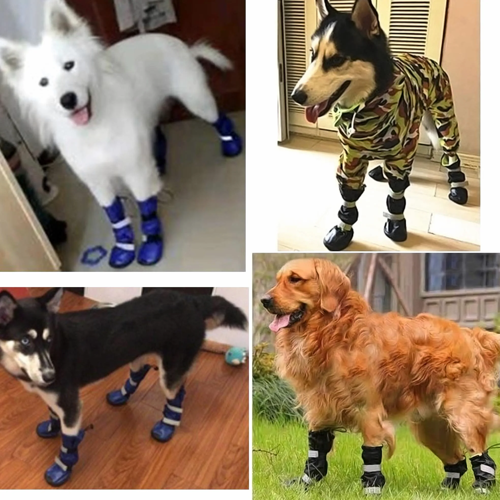 URBEST Chaussons pour Chien imperméables avec Doublure Chaude et Semelle antidérapante en Caoutchouc pour Hiver pour Chiens de Taille Moyenne et Grande