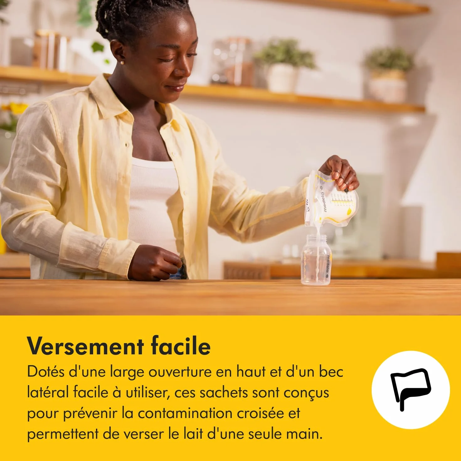 Medela sachets de conservation lait maternel Easy Pour 210 ml anti-fuite sans BPA jetables lot de 100
