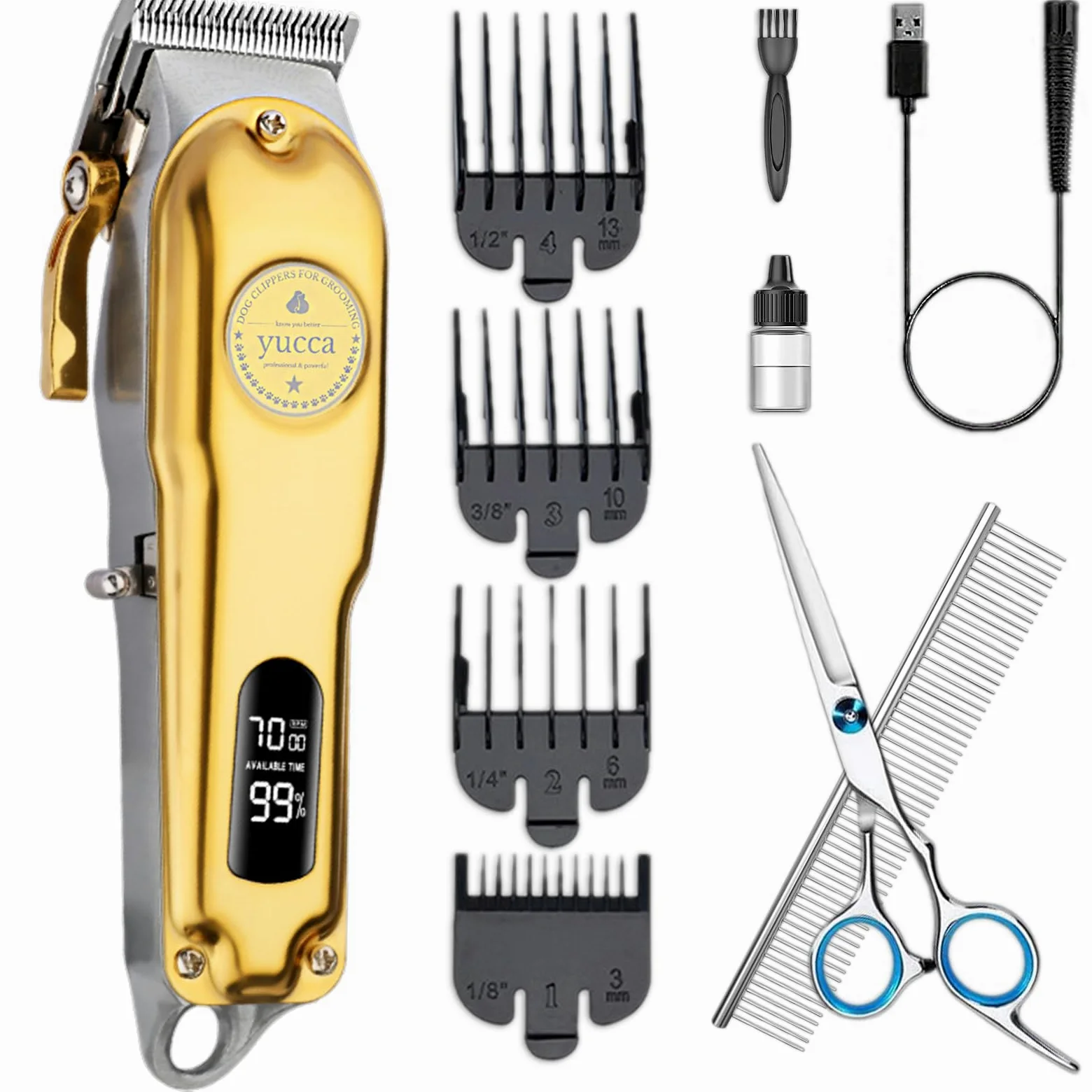 yucca Kit de toilettage pour chiens à la maison, rasoirs pour chiens pour le toilettage, kit de toilettage pour chien pour poils épais, tondeuse professionnelle pour chien, tondeuse pour chat pour