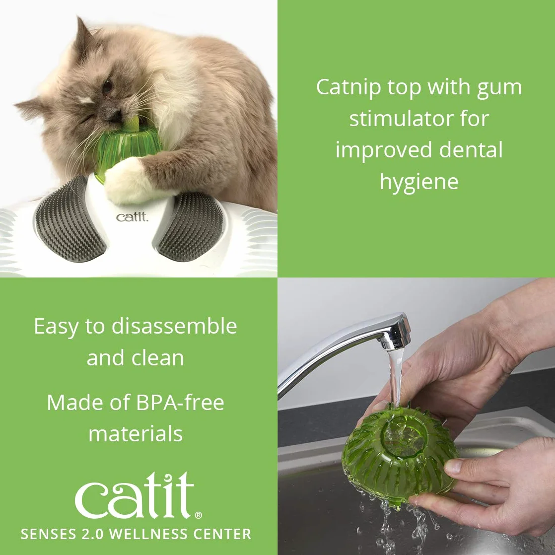 Catit Senses Station de Massage pour Chat, Vert