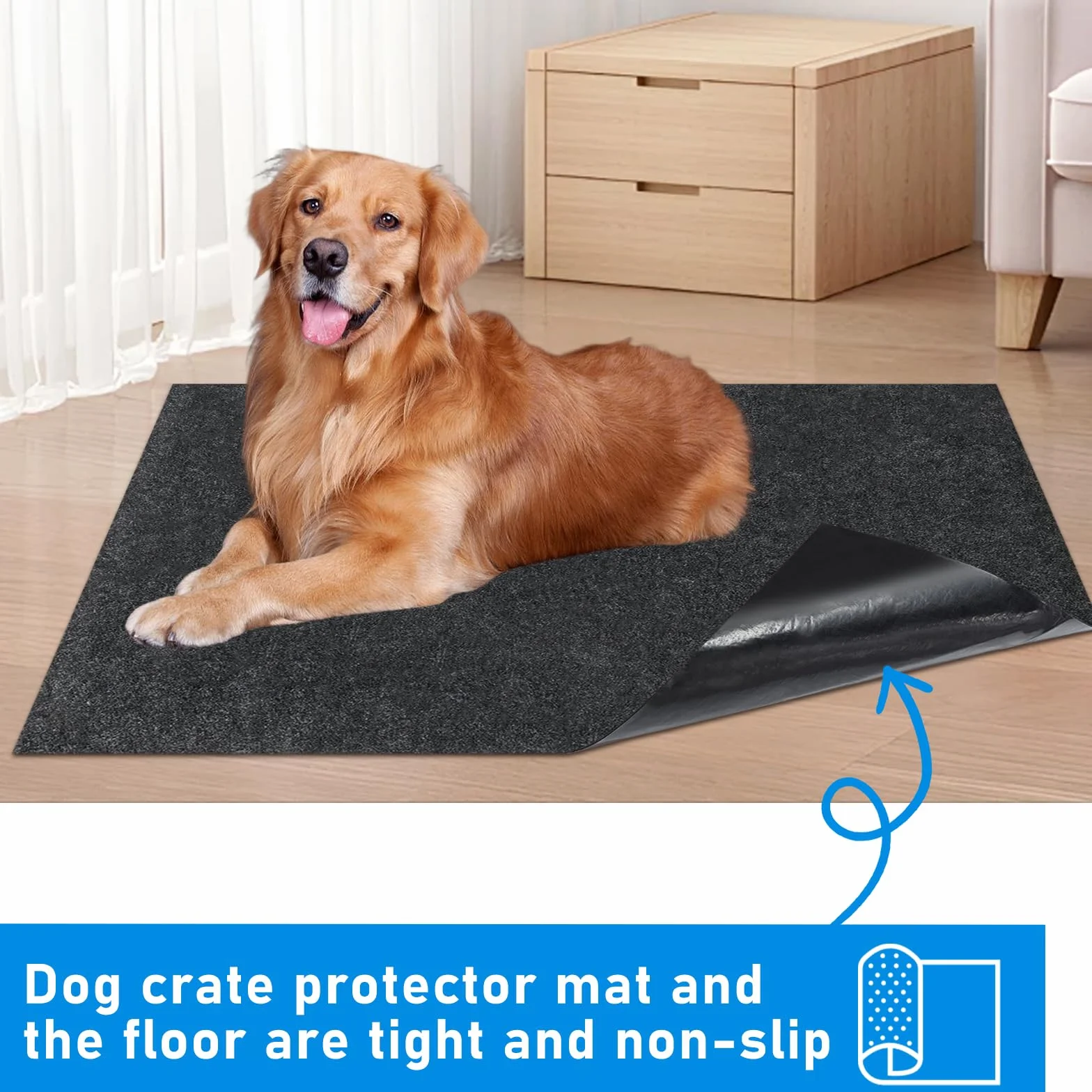 Tapis antidérapant imperméable pour chien 74 x 120 cm protection sol niche chenil