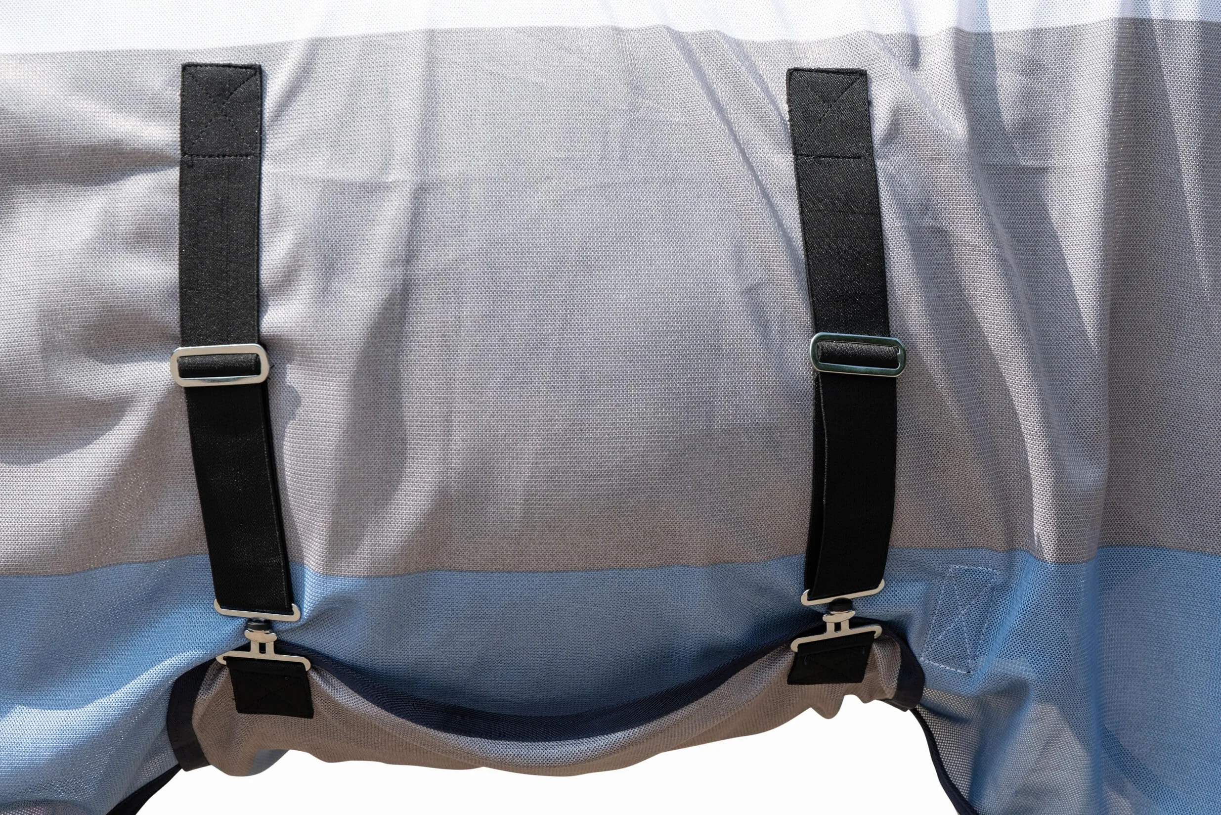 HKM Strong Couverture anti mouches avec collier Bleu/Blanc/Gris 145