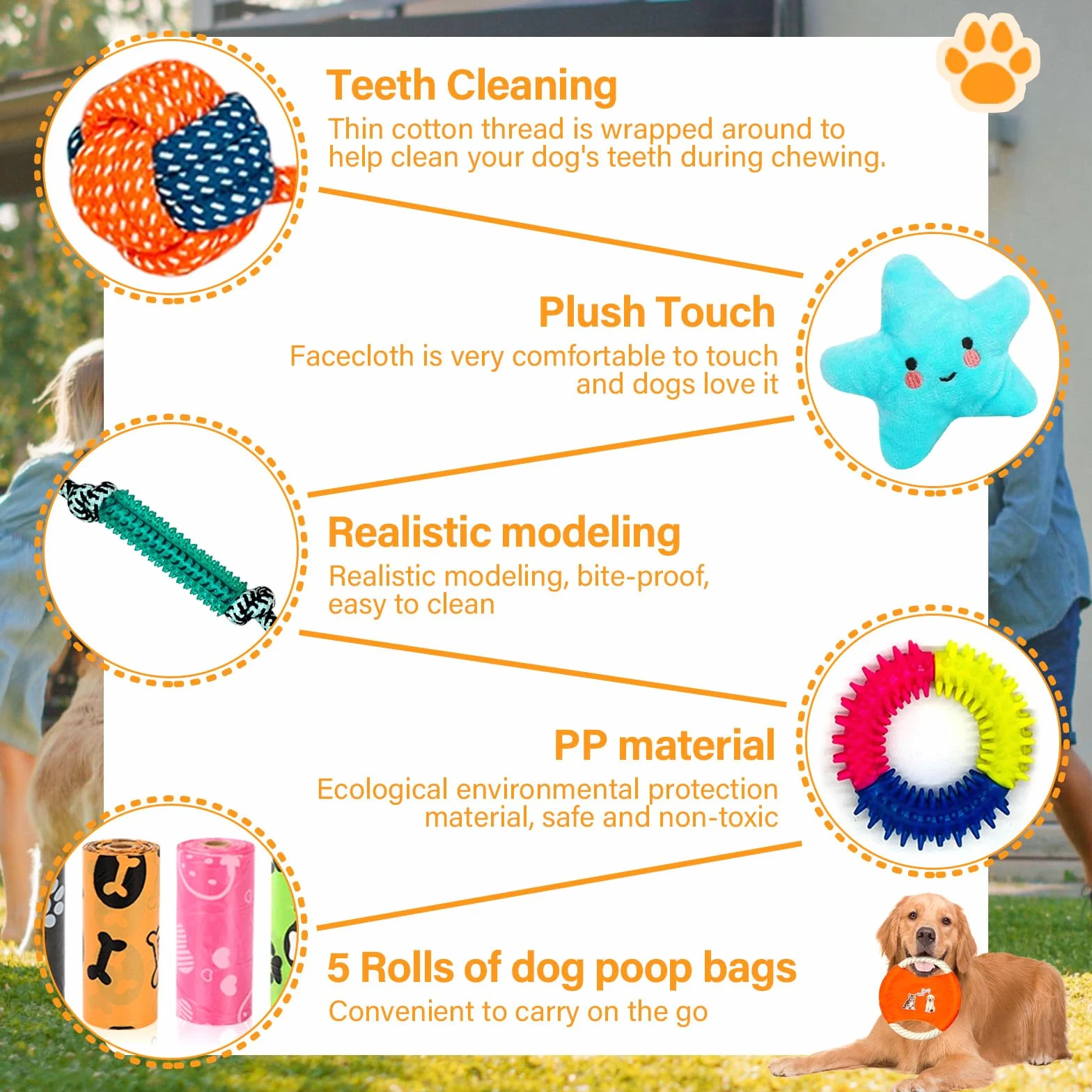Jouet pour Chiens 20 Balles Corde à Mâcher Durables Indestructible Dentition Nettoyage Dents Petit Moyen