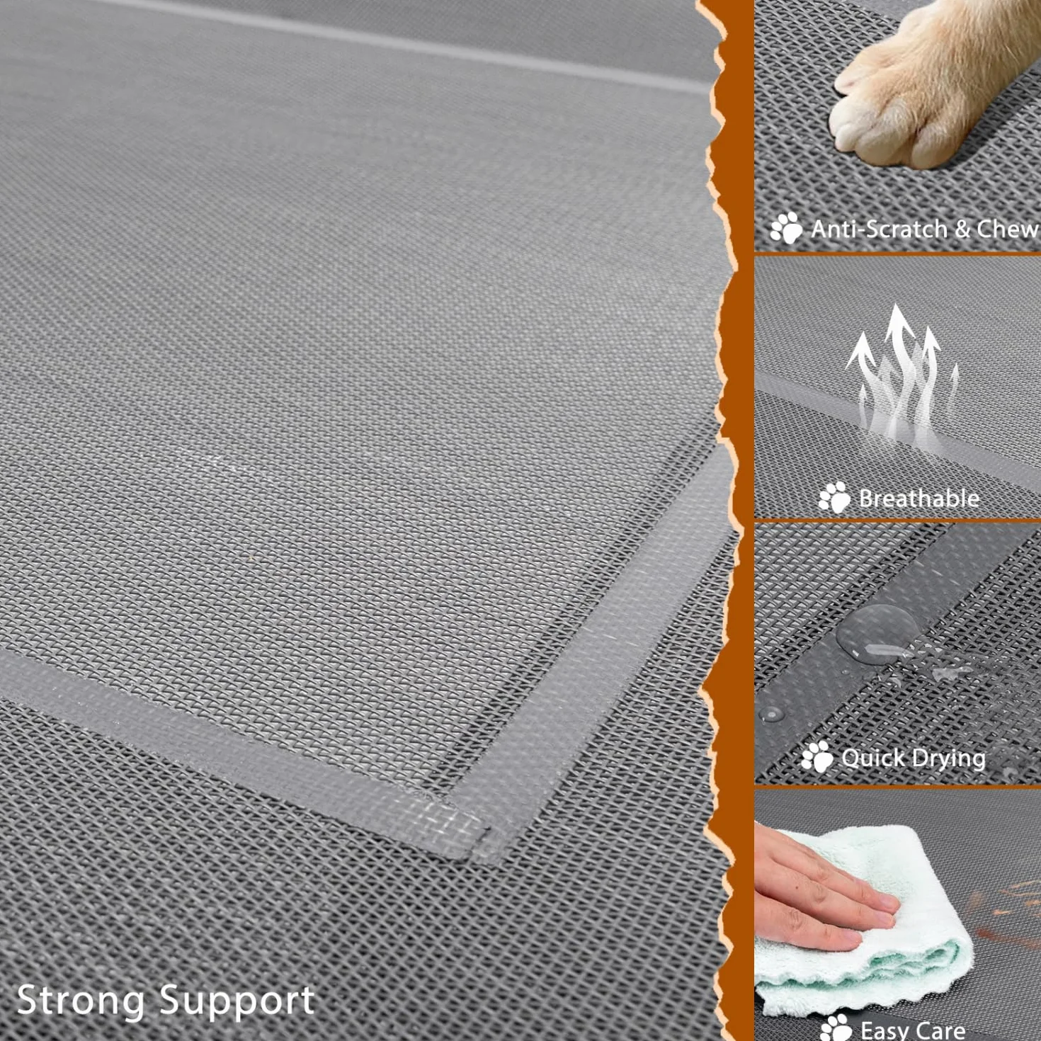 Nobleza Panier Chien Surélevé Camp Intérieur Extérieur Lavable Respirant Gris L 124x90x20CM
