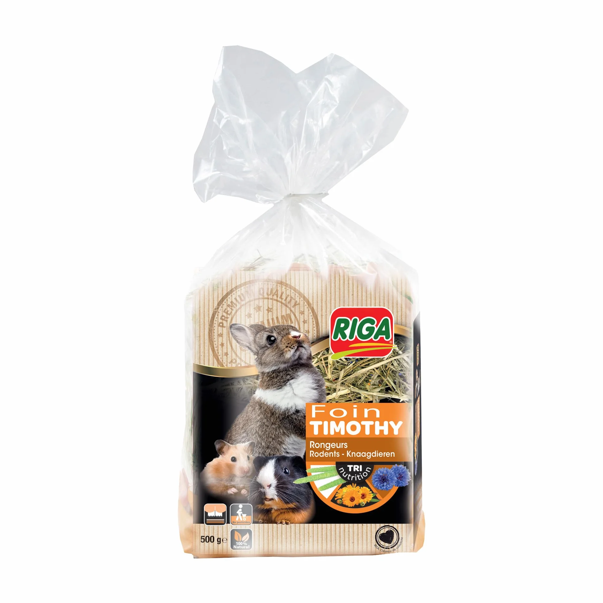 Foin Premium Timothy Aux Fleurs Non Pressées Aliment Complémentaire pour Rongeurs Fléole des Prés 500 g
