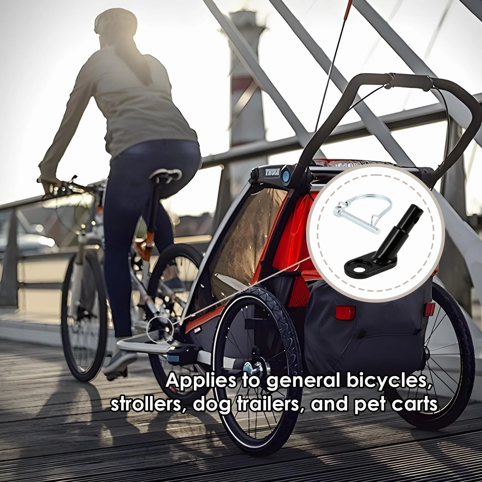 Attache Remorque Vélo Universelle avec Goupille de Sécurité, Fixation en Acier Allié