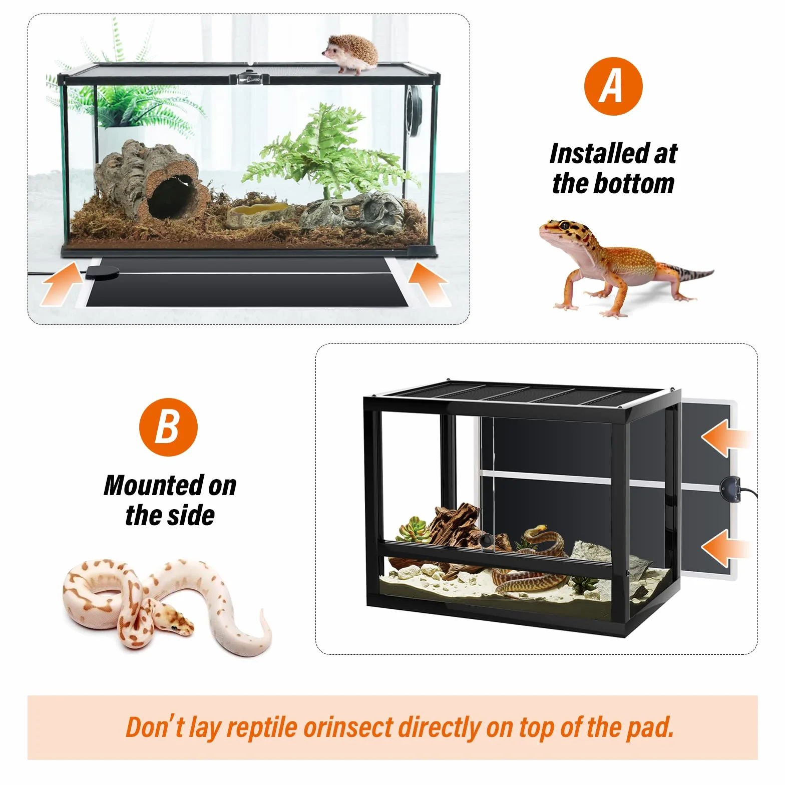 Tapis Chauffants pour Reptiles 20 W 28 x 42 cm avec Contrôle Thermostatique Lot de 2