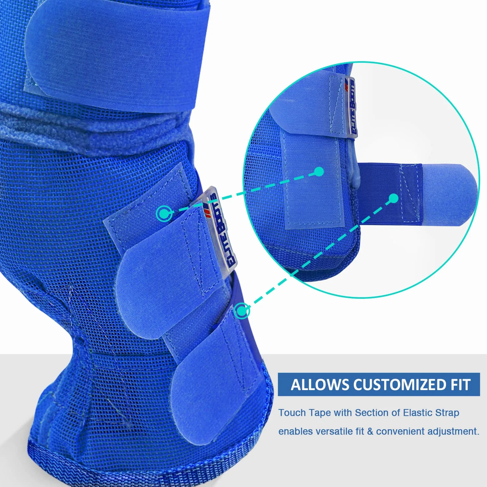 Harrison Howard Lot de 4 guêtres anti-mouches pour cheval - Bleu foncé - XL
