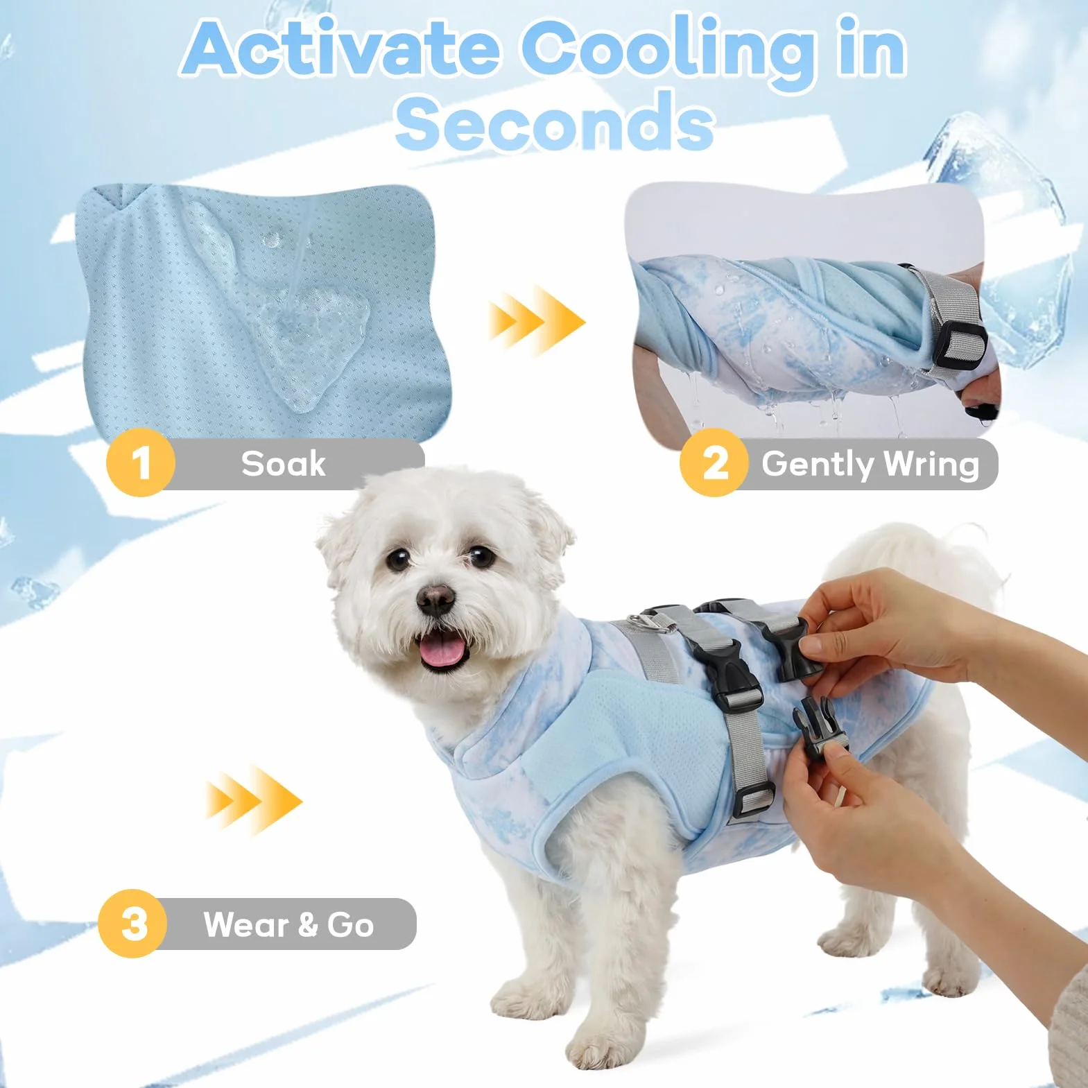 Gilet Rafraîchissant Chien Harnais Réglable Anneau D Brume Ciel XL