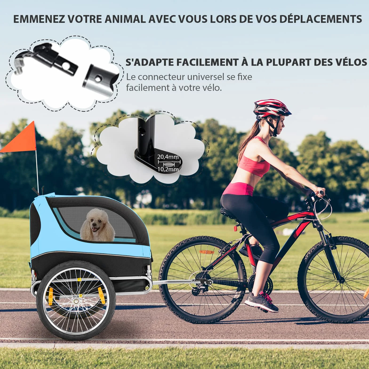 COSTWAY Poussette de Transport pour Chien Pliable Oxford Canvas avec Toit Ouvrant 40 kg