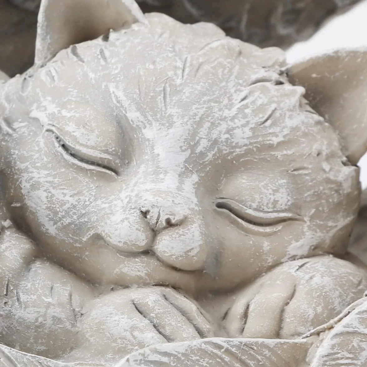 Statue Pierre Commémorative Animaux Resin Chat Endormi Aile d'Ange