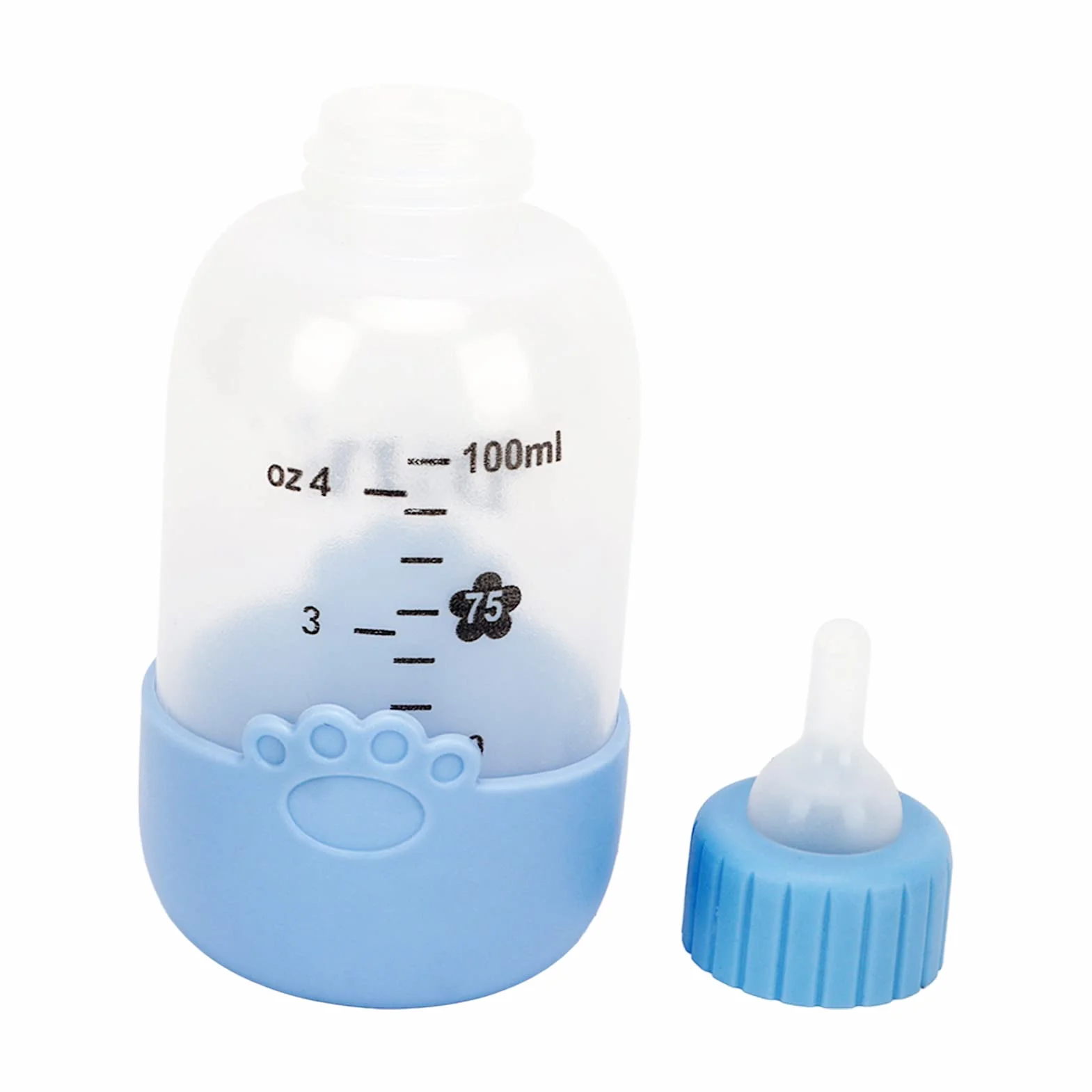 Fockety Kit de Biberon pour Animaux de Compagnie, Bouteille à Presser, Tétine Remplaçable (Bleu)