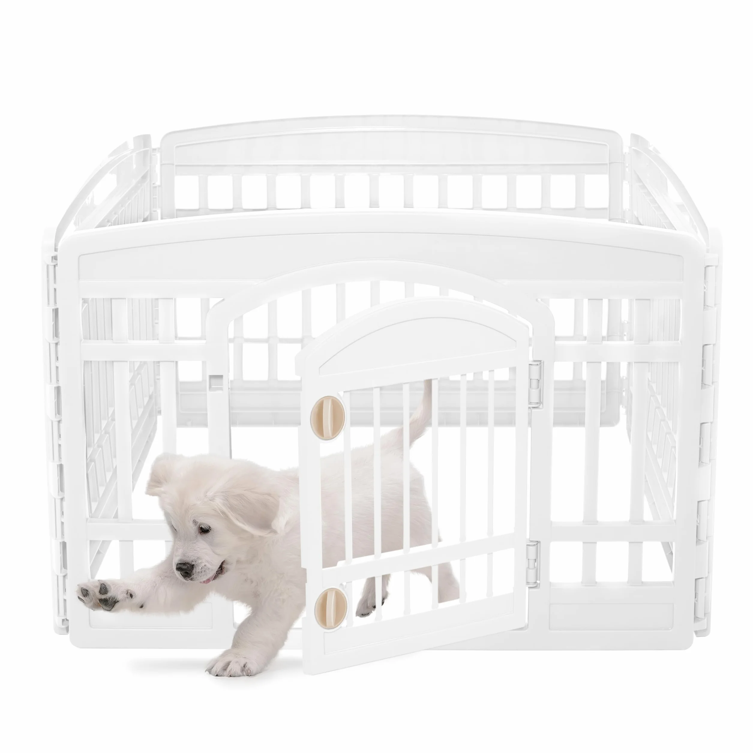 Iris Ohyama Parc pour Chien Intérieur Extérieur 8 Panneaux H90cm Blanc Plastique CI-908