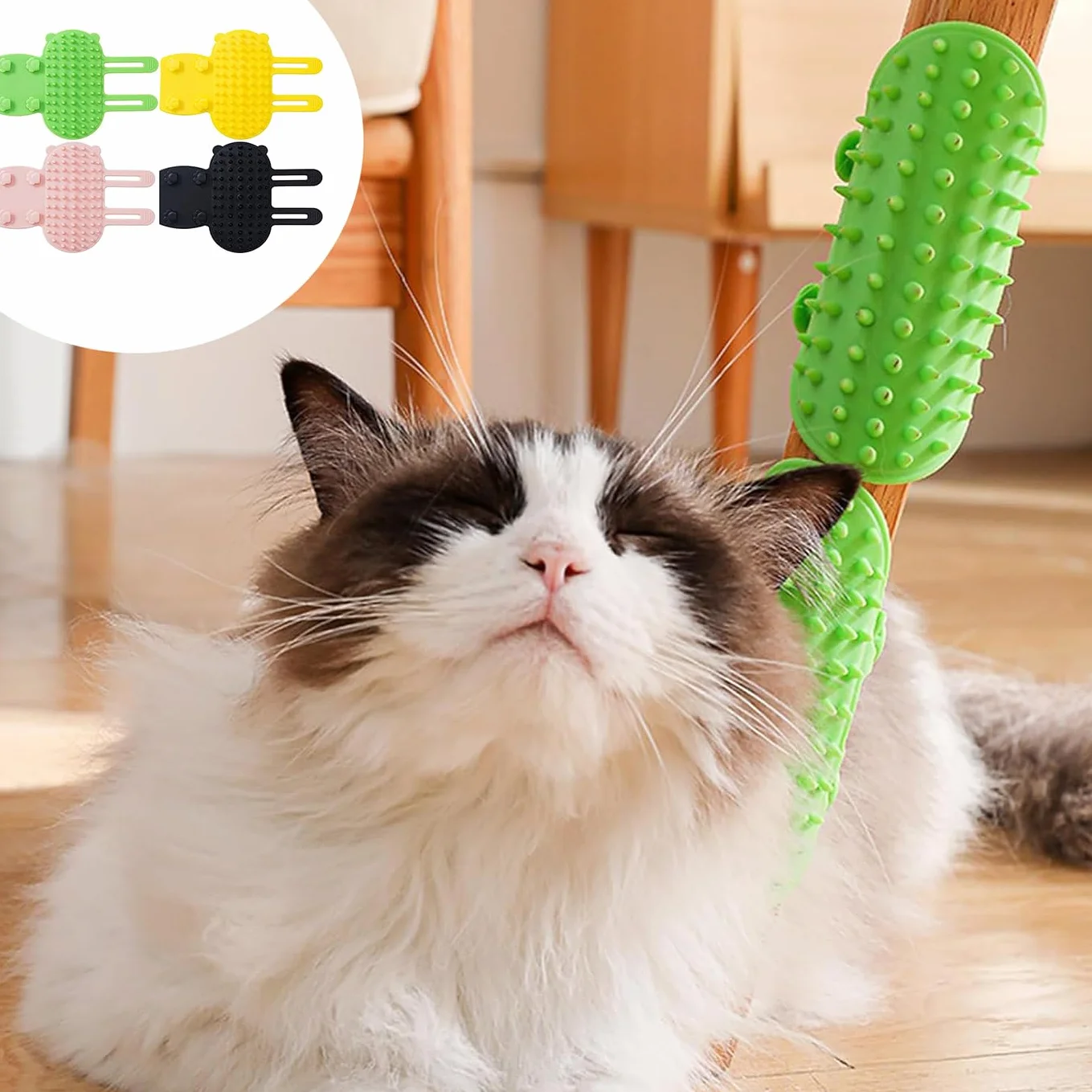 Brosse de Massage Murale Autonettoyante 4 Pcs pour Poil Chat Pieds Table Chaise