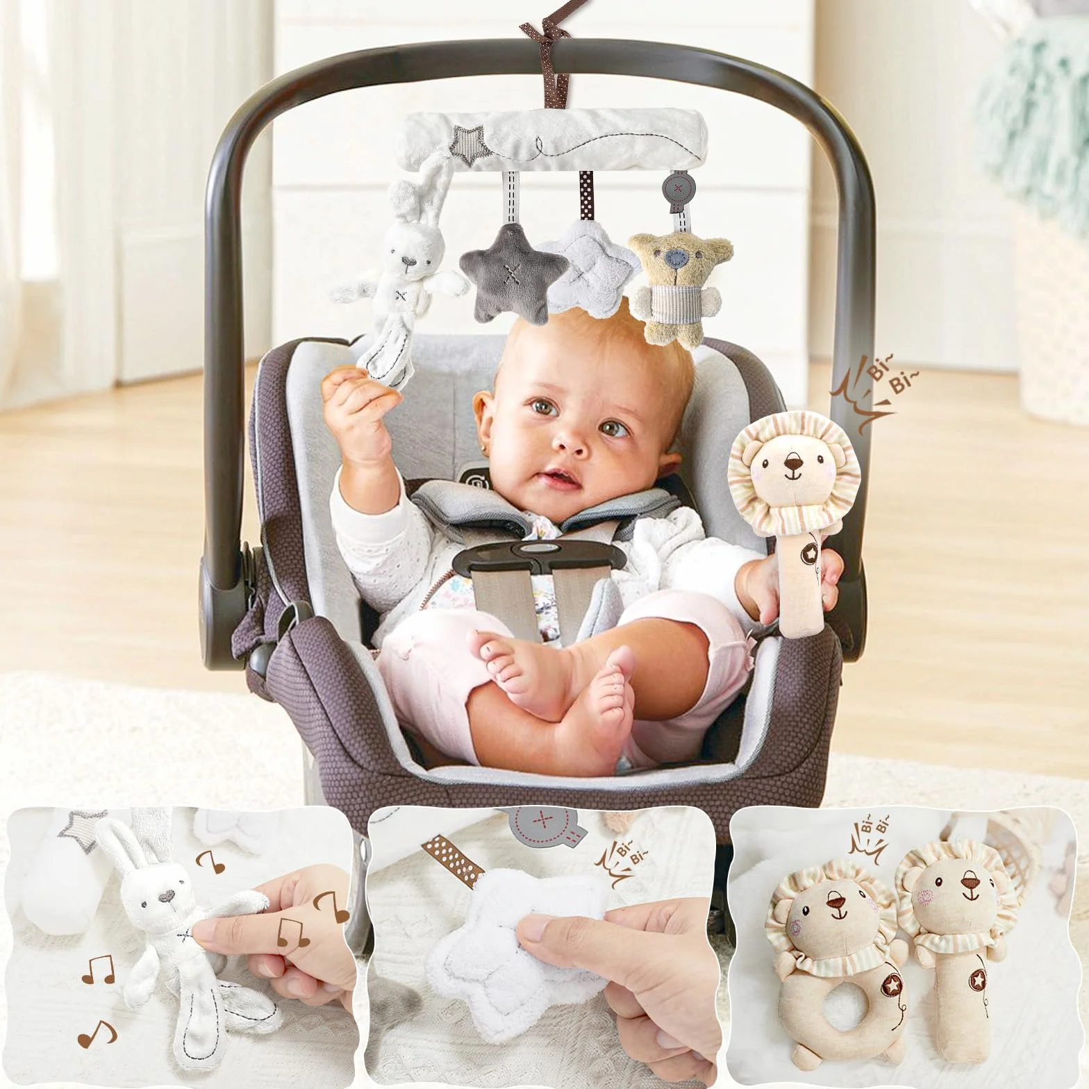 Coffret Naissance Fille Garcon avec Barboteuse Bebe Serviettes Bain Bavoir Chaussettes Hochet