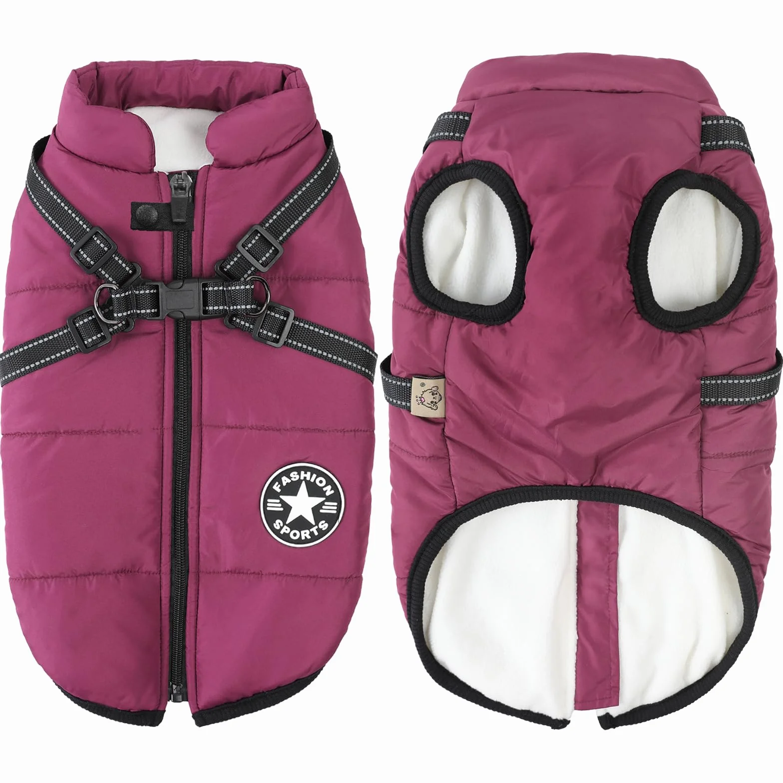 Aiboria Manteau d'hiver pour Chien Coupe-Vent Imperméable 2 en 1 Gilet avec Harnais Veste Chaud Rembourré