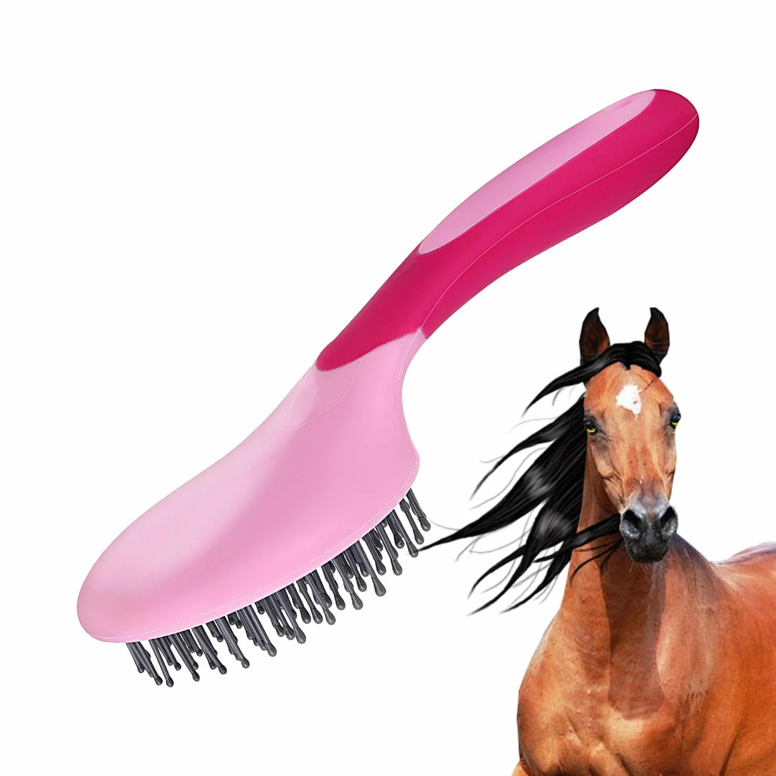 Brosse professionnelle pour crinière et queue, poignée humanisée, toilettage de cheval