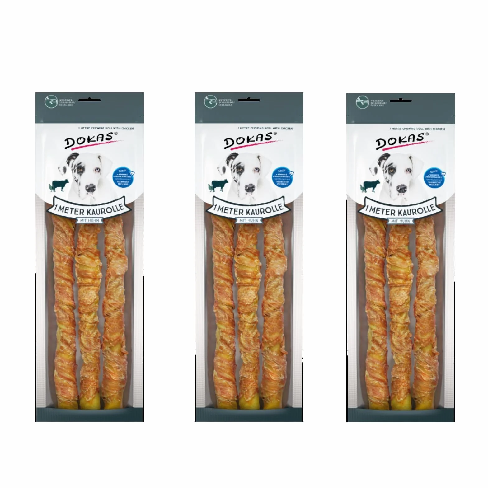 Dokas Dog Bâton à Mâcher avec Poulet 3 x 315 g Complément Alimentaire pour Chiens