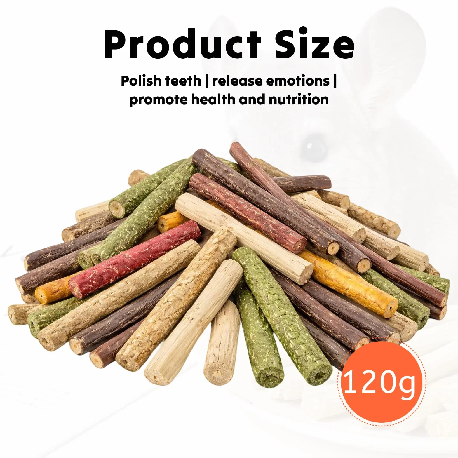 Baton de Pommier Foin Timothy Bambou Lapin Naturelle, Bâton de Dentition 120g pour Animaux
