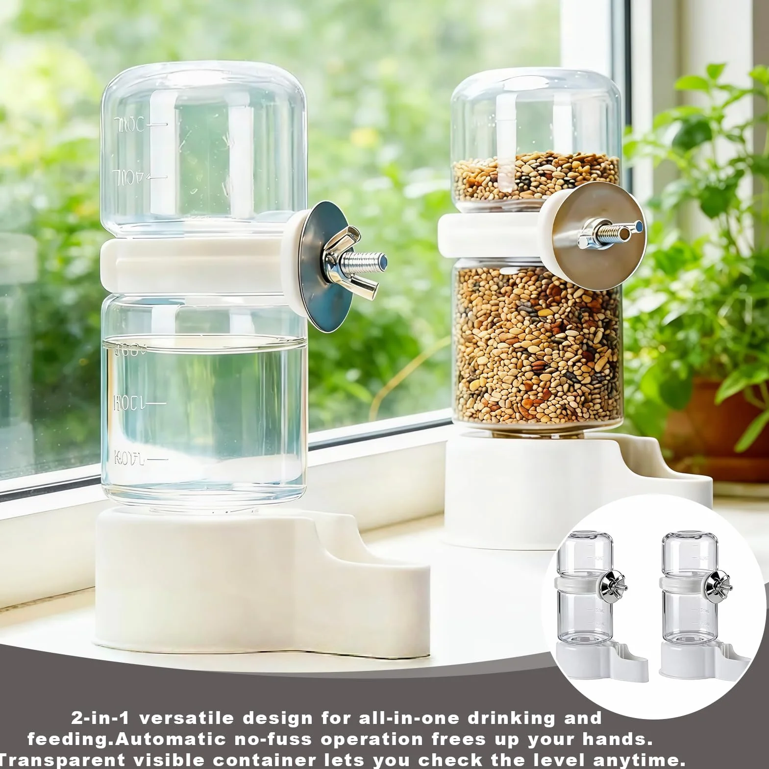 Distributeur Automatique d'Eau pour Oiseaux 2 Pièces Abreuvoir pour Cage Canaris Perroquets