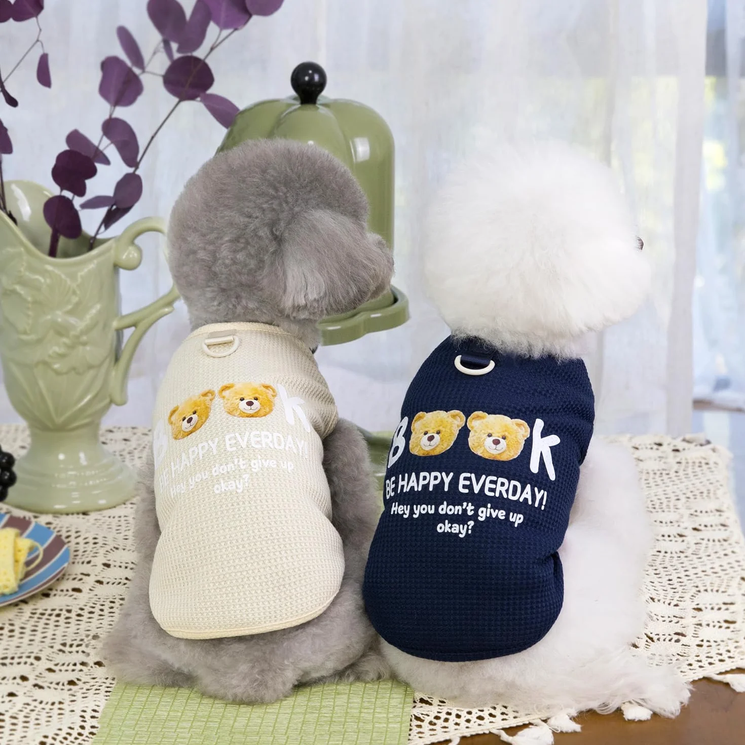 3 Pièces Chien Chemises Vêtements Respirant Livre Ours Gaufré Motif Cool Été Coton Débardeur Gilet T Shirt pour Petit Chiot Chat