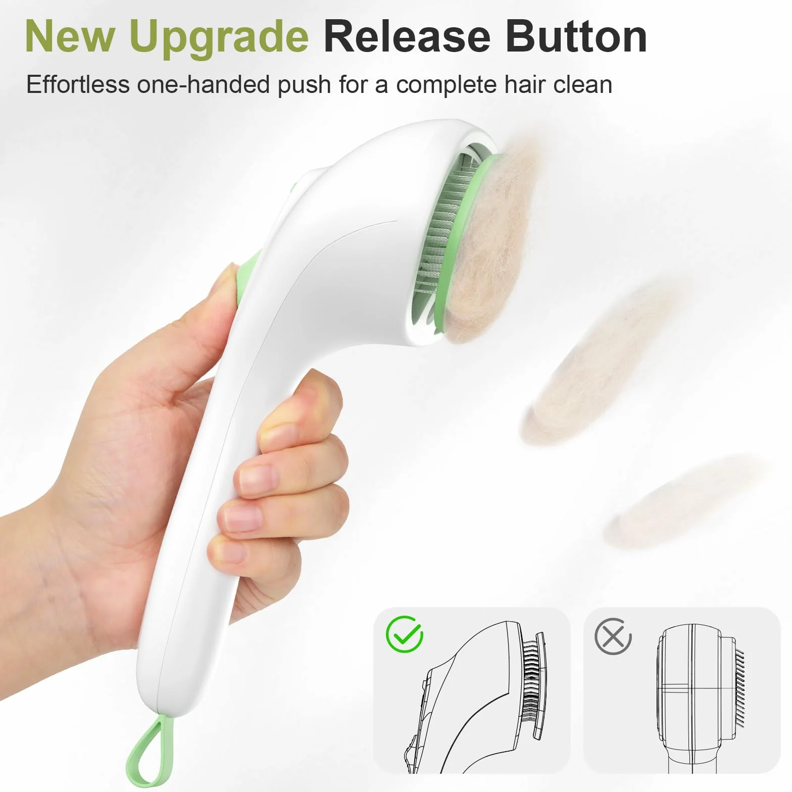 Brosse Vapeur pour Chat avec Bouton de Déverrouillage, Design Silencieux, Rechargeable pour Chats Chiens Lapins Vert