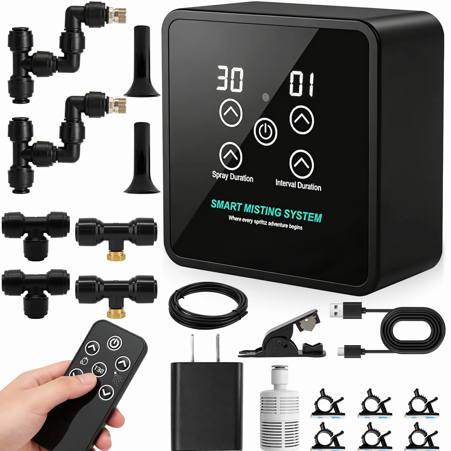 Système de Brumisation Intelligent pour Reptiles, Brumisateur Terrarium Automatique avec Minuterie, Double Buses Réglables 360°