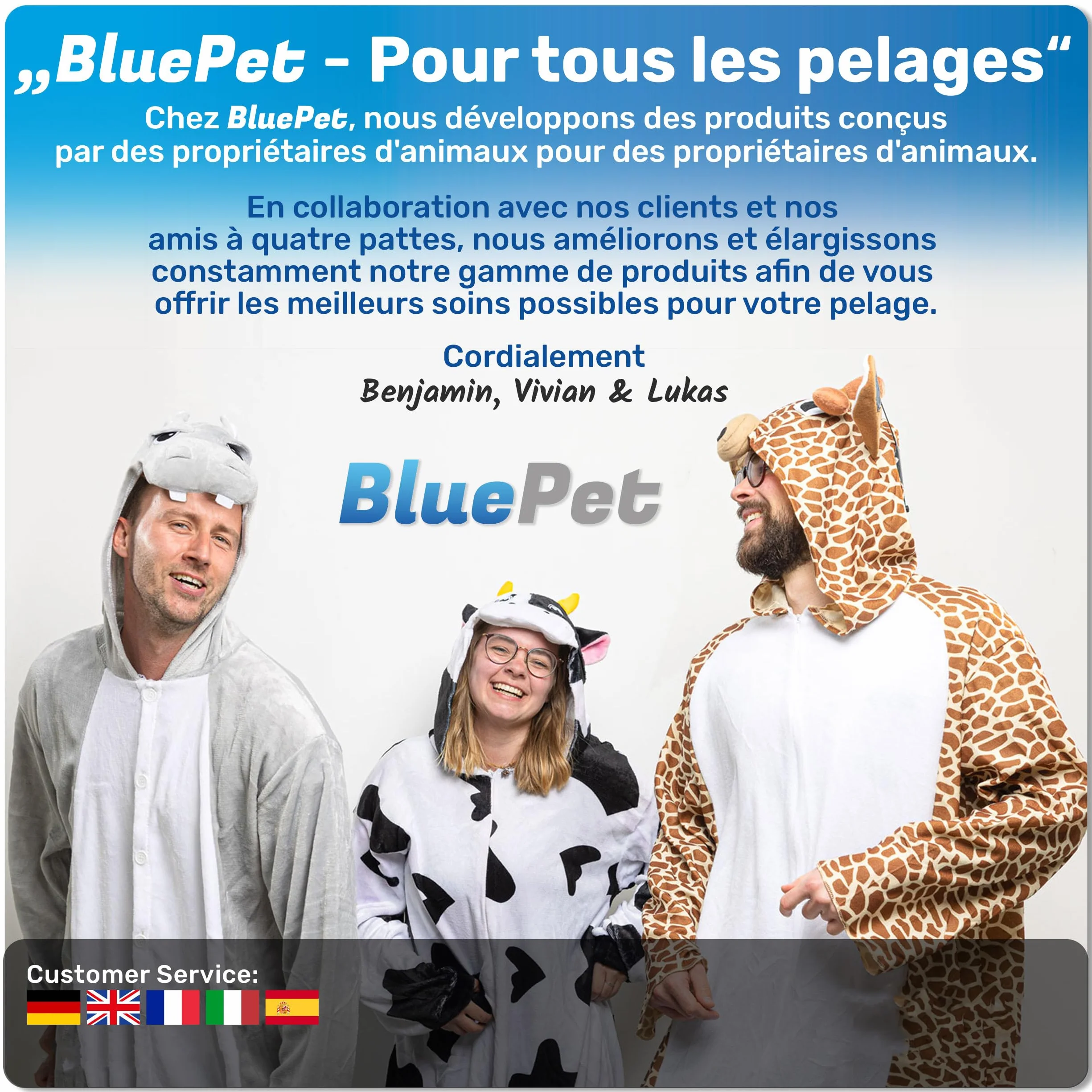 BluePet Brosse Chiens Chats Poil Long Peigne Démêlage Professionnel Sous Poil Nœuds Étrille Démêlant Râteau Toilettage