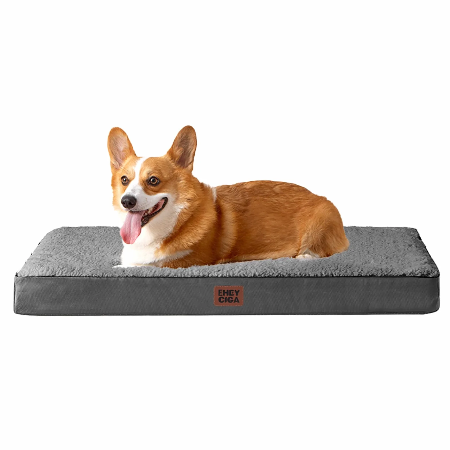 EHEYCIGA Panier Chien Orthopedique Lavable 89x58x9cm Gris