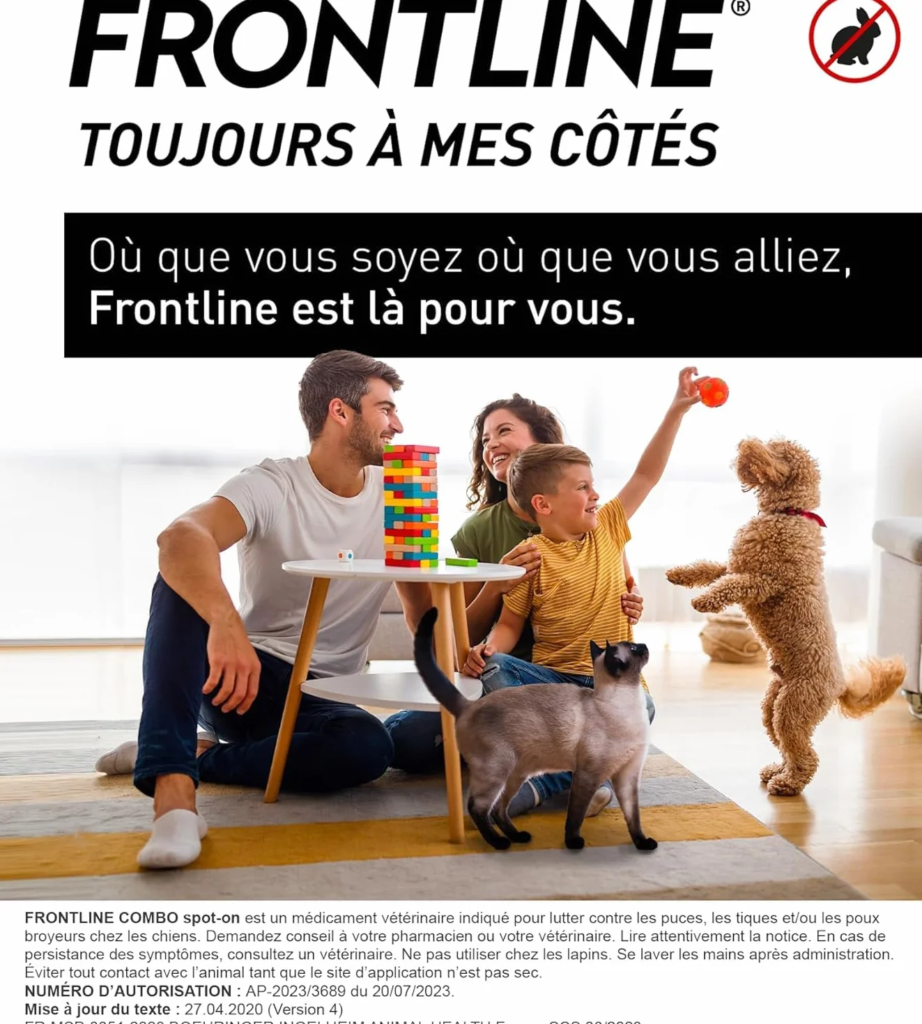Frontline Spot on Chien Anti Puces Anti-Tiques 3 Pipettes 20-40 kg Fabriqué en France